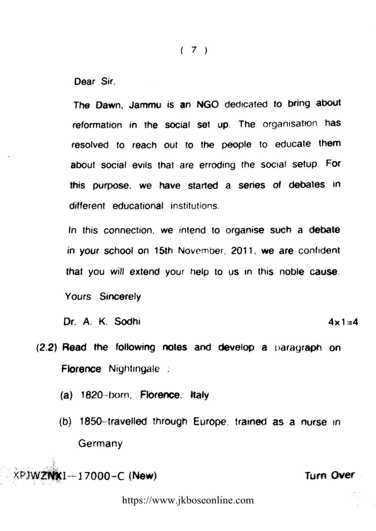JKBOSE CLASS 10 English 66000-B 2013 - Page 7