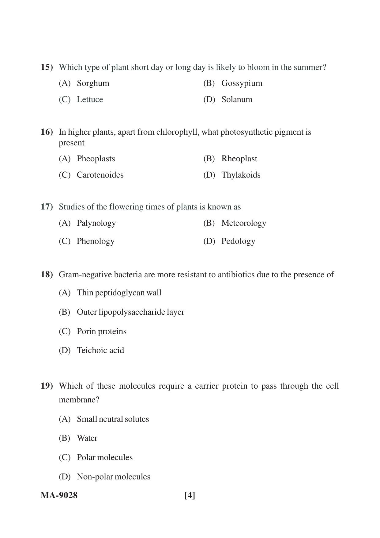 Mysore University PG Entrance Exam 2022: Environmantal Science Question Paper - Page 4