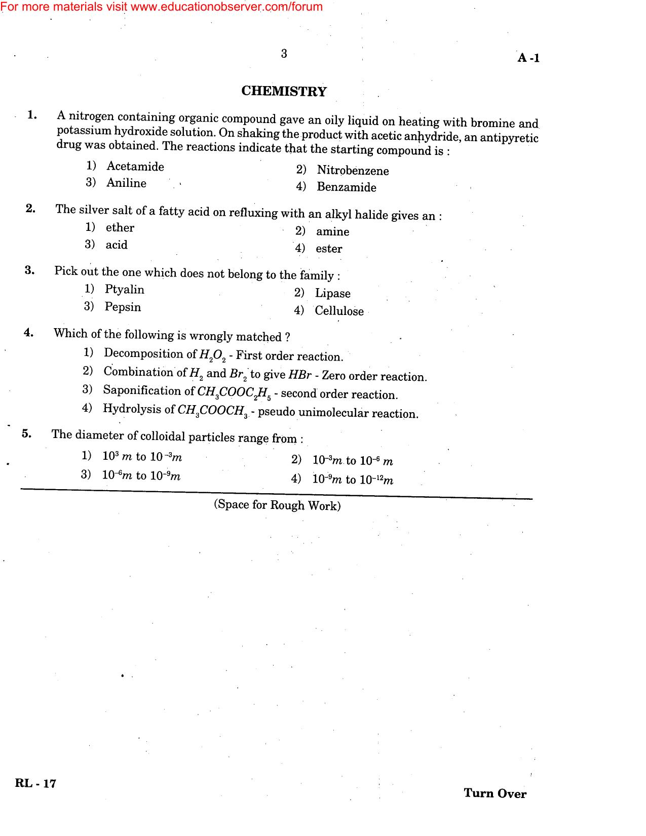 KEAM Paper II 2004 Question Paper - Page 3