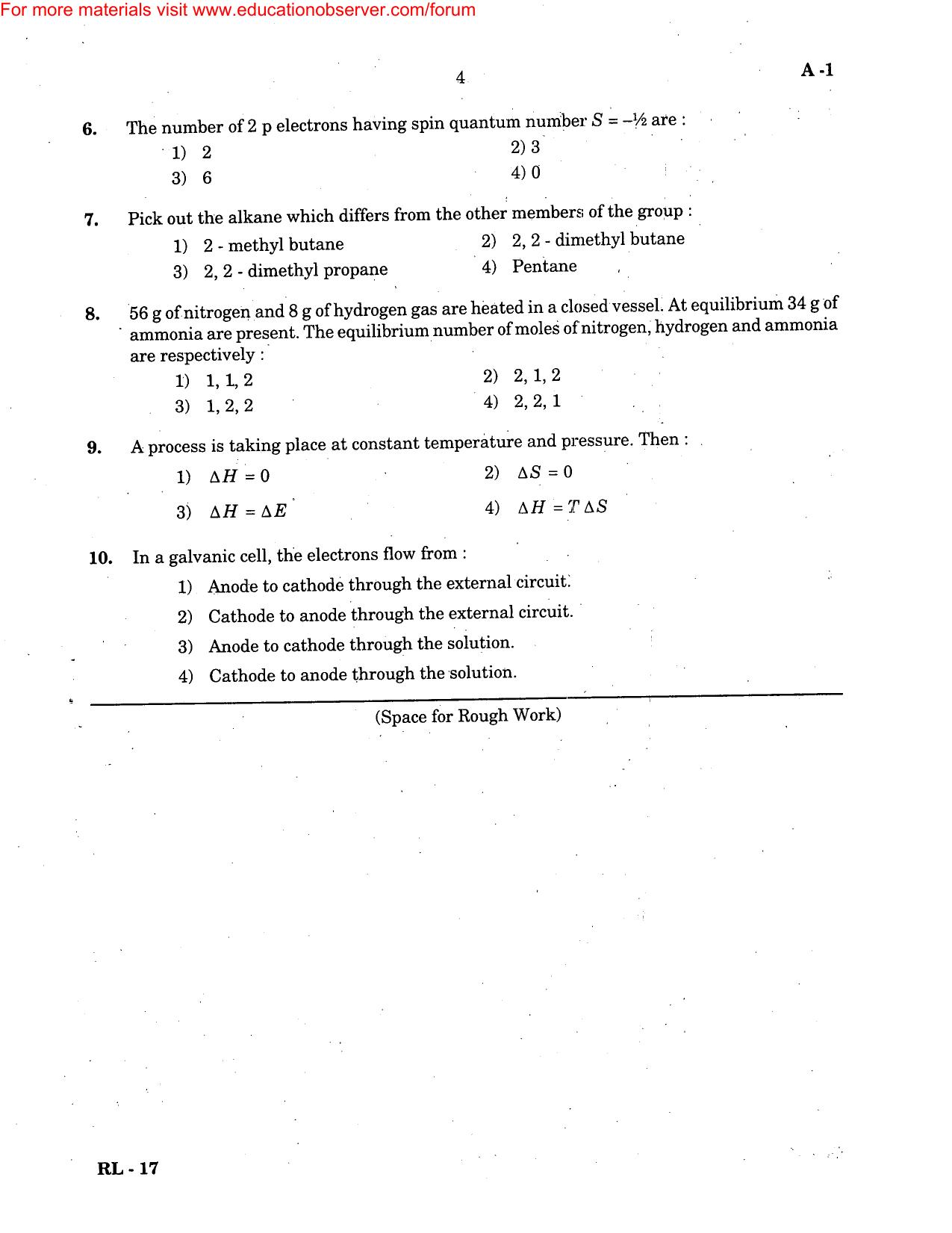 KEAM Paper II 2004 Question Paper - Page 4