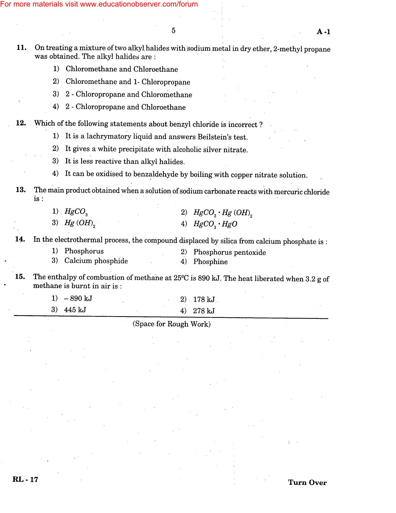 KEAM Paper II 2004 Question Paper - Page 5