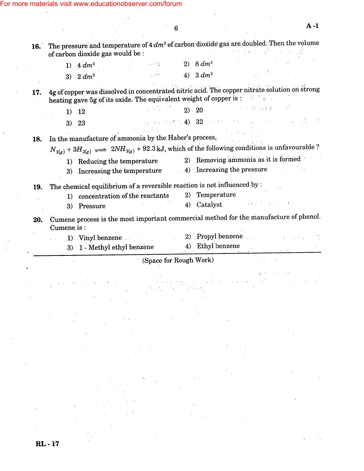 KEAM Paper II 2004 Question Paper - Page 6