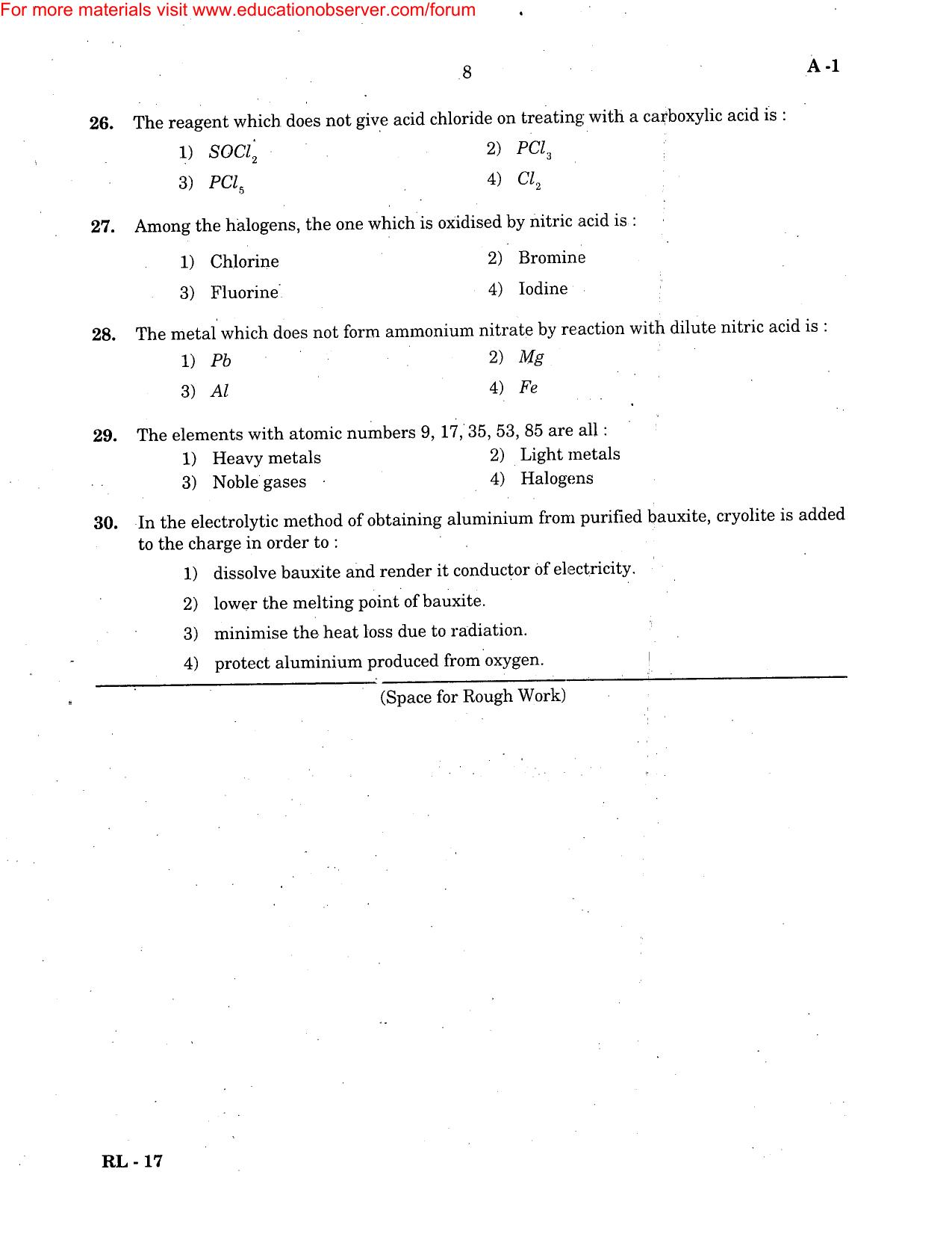 KEAM Paper II 2004 Question Paper - Page 8