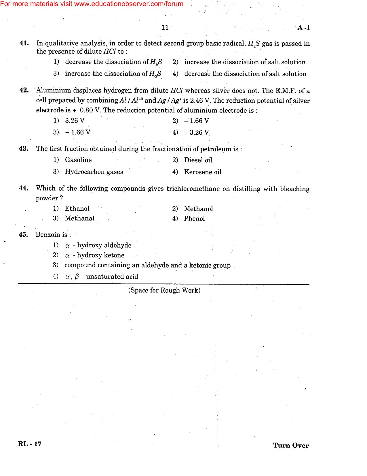 KEAM Paper II 2004 Question Paper - Page 11