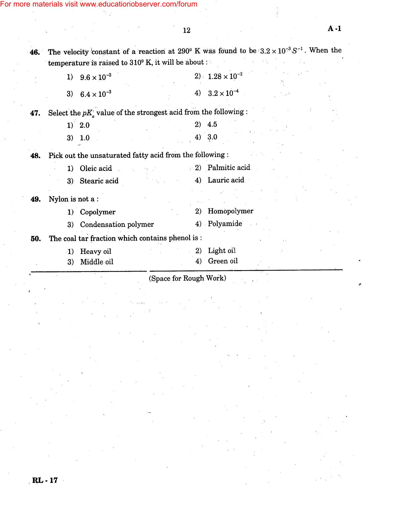 KEAM Paper II 2004 Question Paper - Page 12