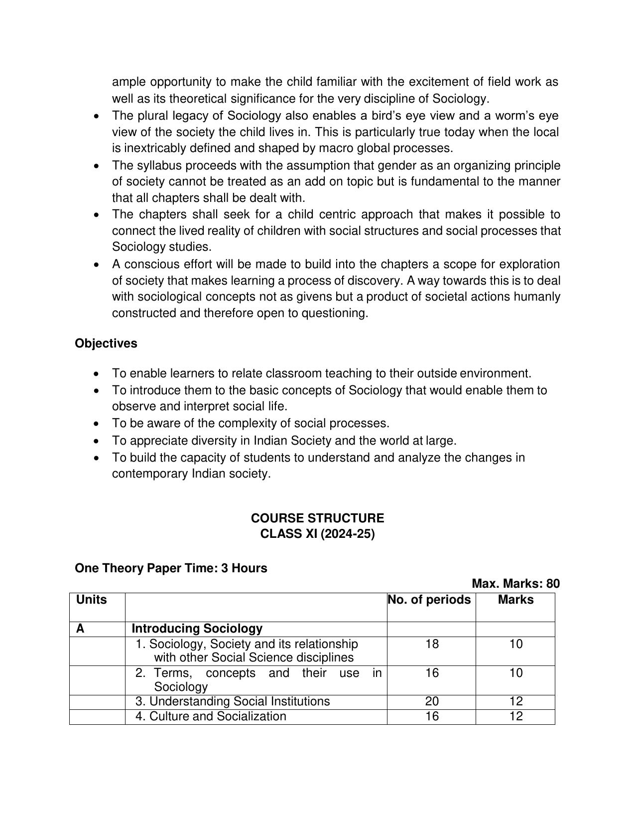 CBSE Class 11 & 12 Syllabus 2022-23 - Sociology - Page 2