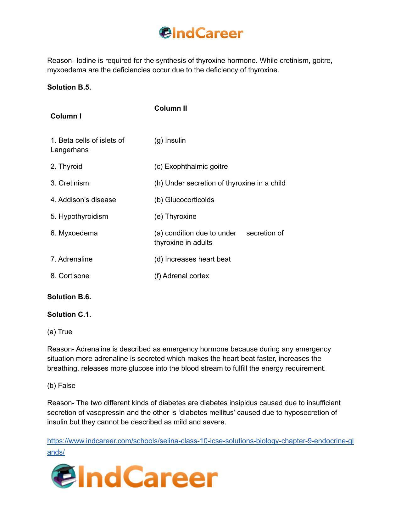 Selina Class 10 ICSE Solutions Biology : Chapter 9- Endocrine Glands - Page 4