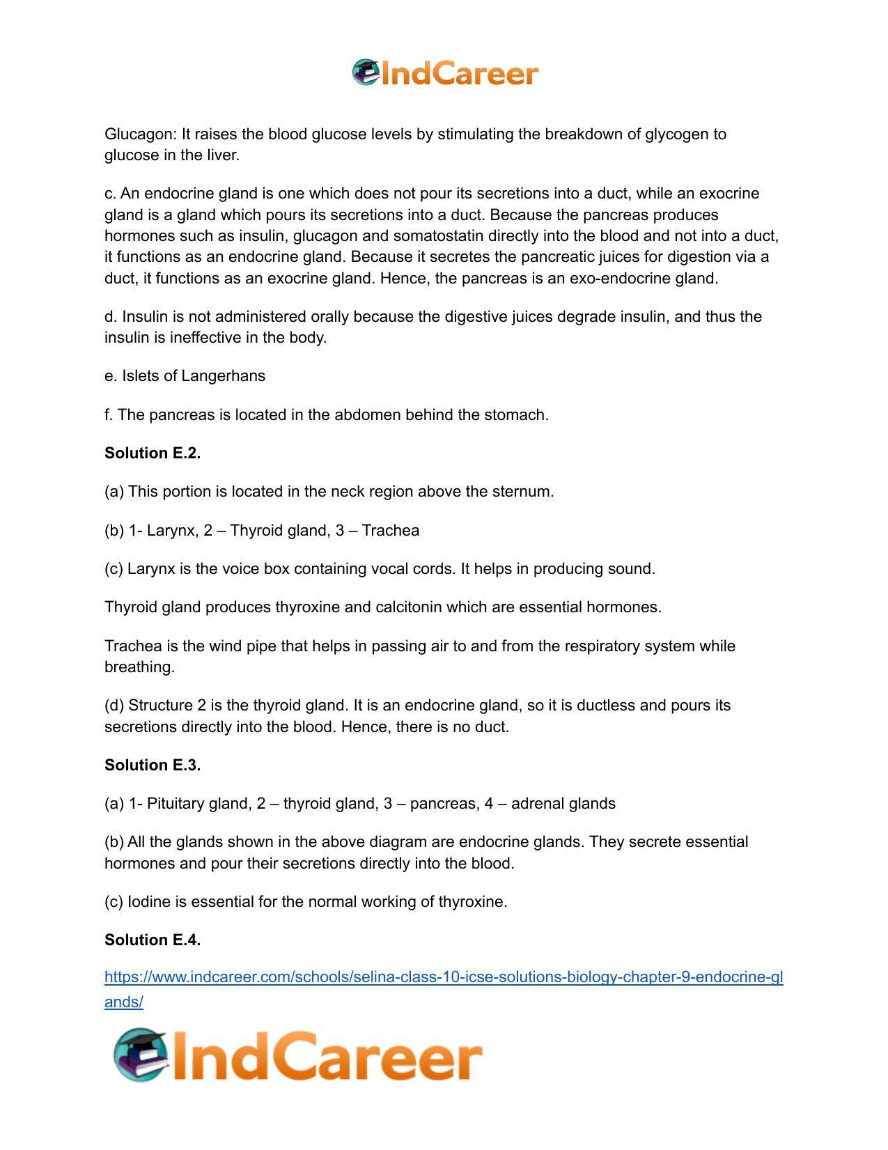 Selina Class 10 ICSE Solutions Biology : Chapter 9- Endocrine Glands - Page 9