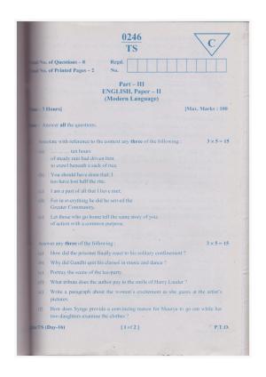 TS Inter 2nd Year English (ML) Model Paper 2023 (PDF)