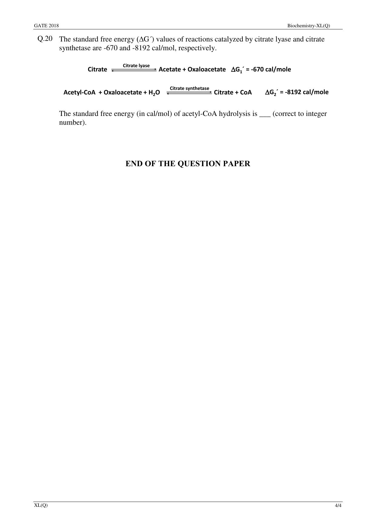 GATE 2018 Life Sciences (XL) Question Paper with Answer Key - Page 9
