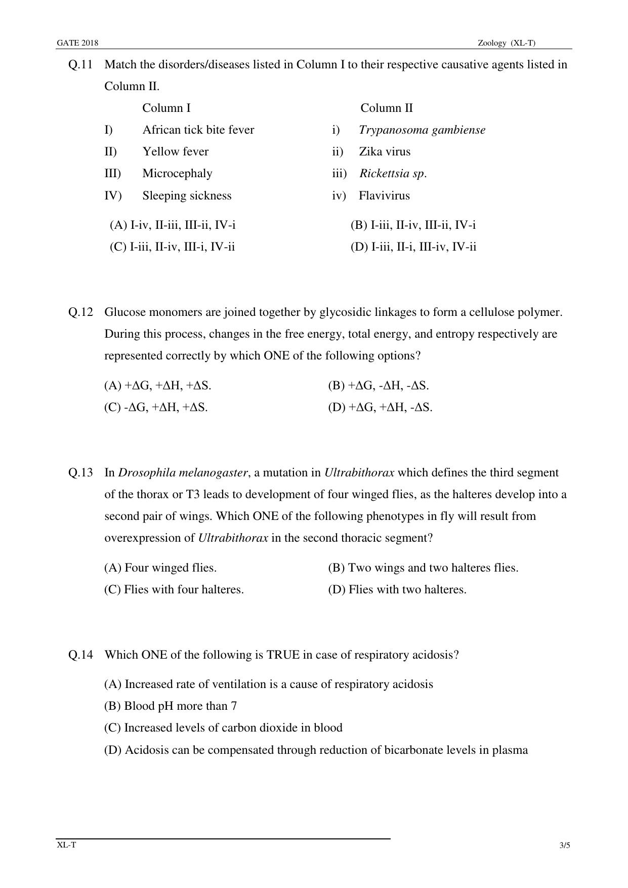 GATE 2018 Life Sciences (XL) Question Paper with Answer Key - Page 19