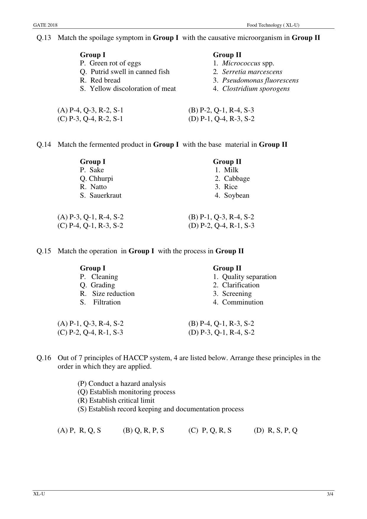 GATE 2018 Life Sciences (XL) Question Paper with Answer Key - Page 24
