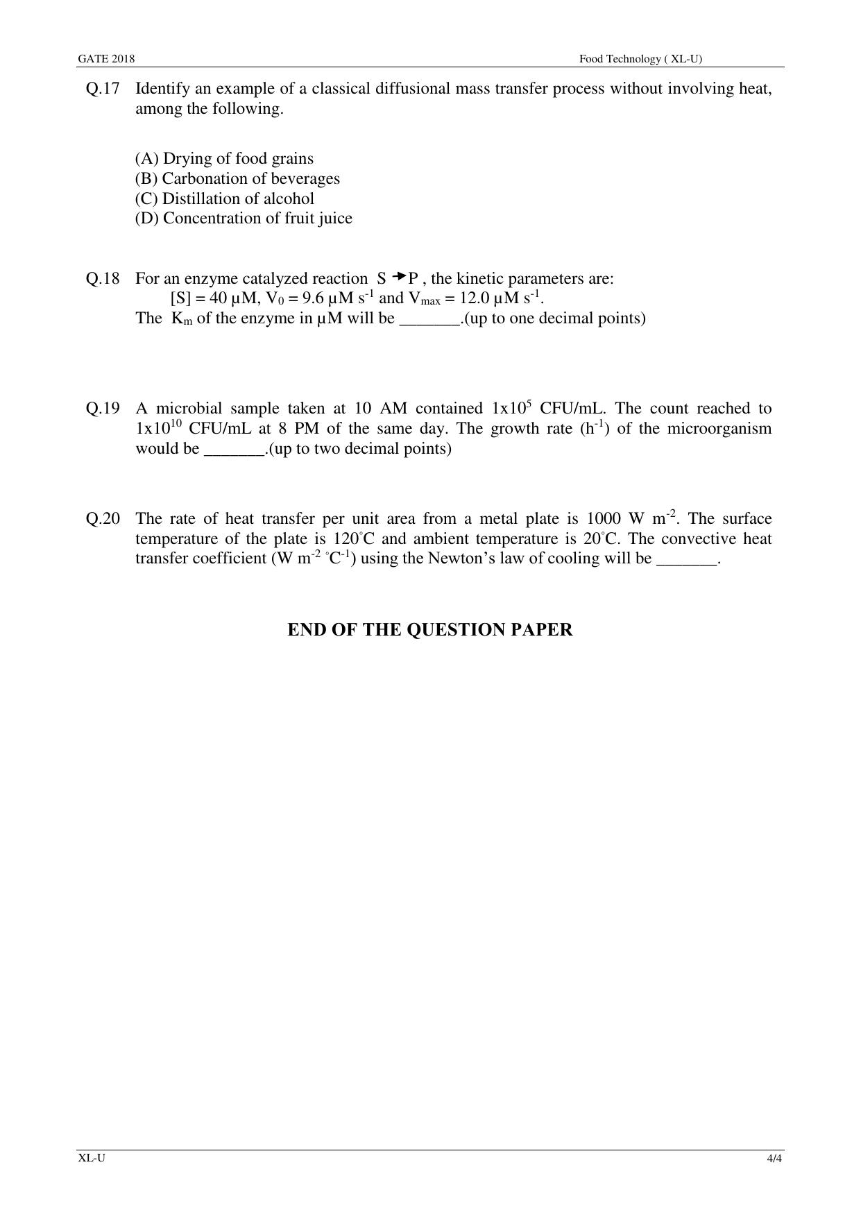 GATE 2018 Life Sciences (XL) Question Paper with Answer Key - Page 25