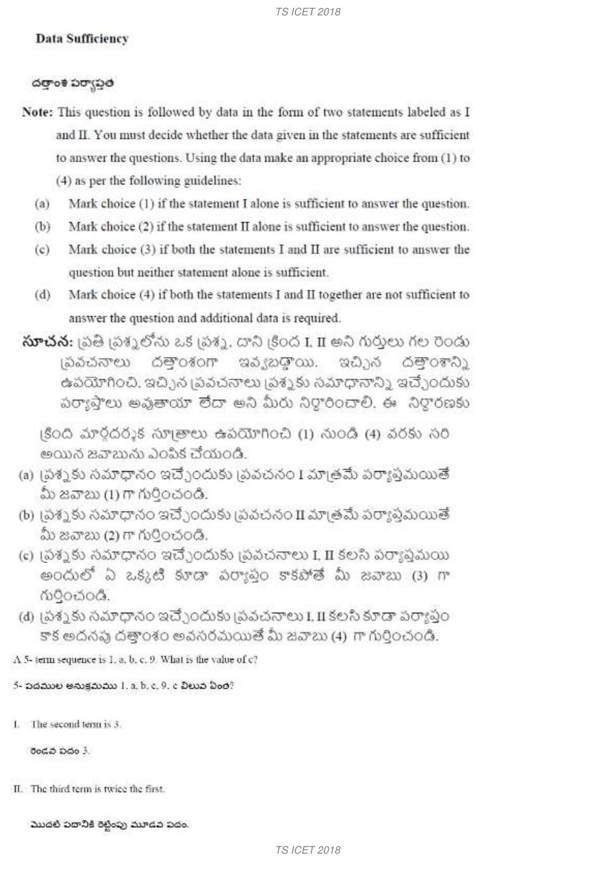 TS ICET 2018 Question Paper 1 - May 23, 2018	 - Page 10