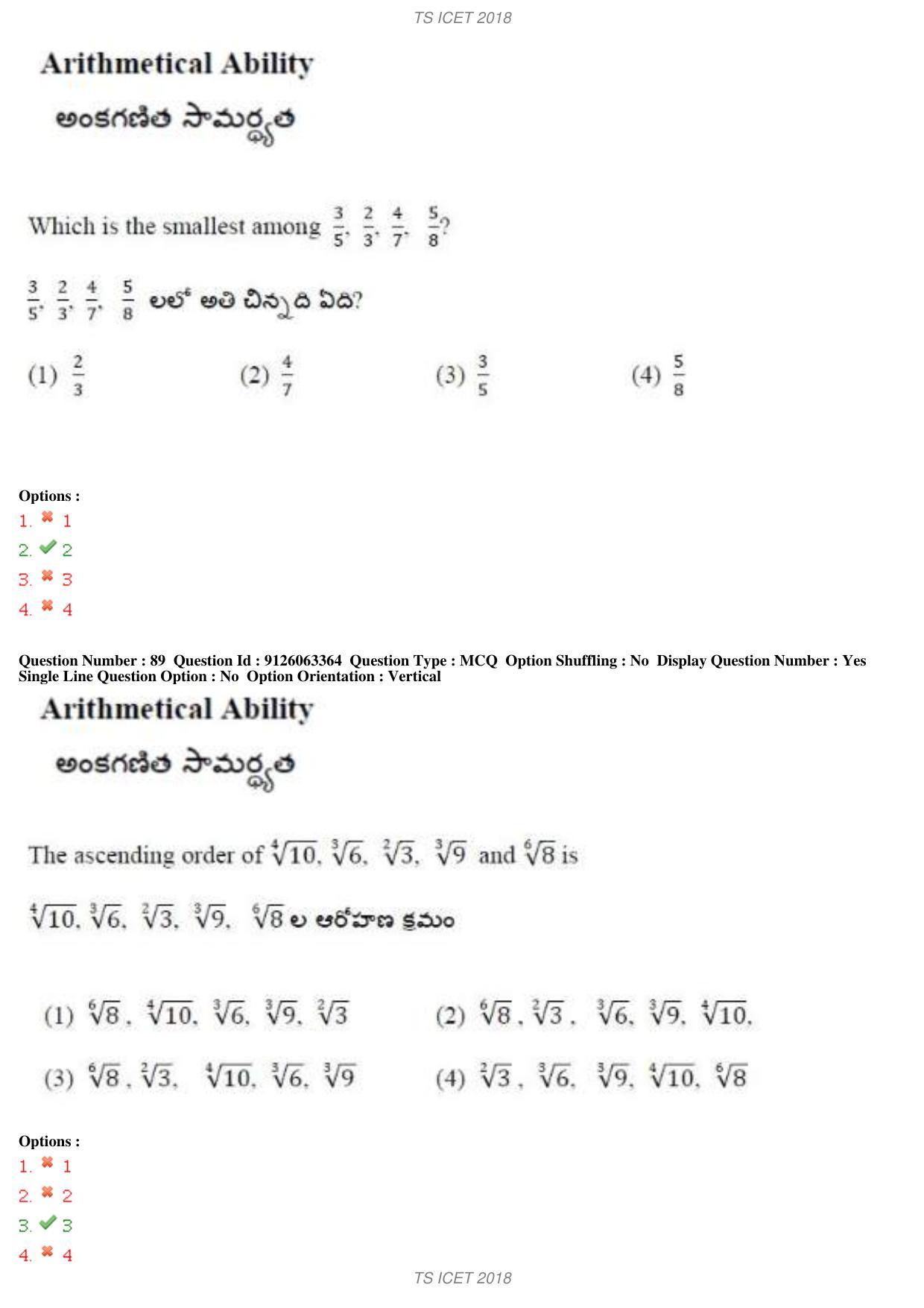 TS ICET 2018 Question Paper 1 - May 23, 2018	 - Page 88
