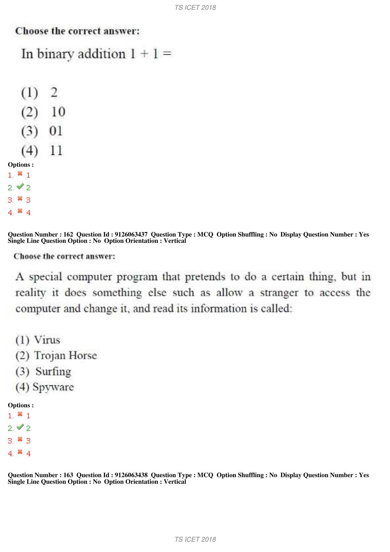 TS ICET 2018 Question Paper 1 - May 23, 2018	 - Page 134
