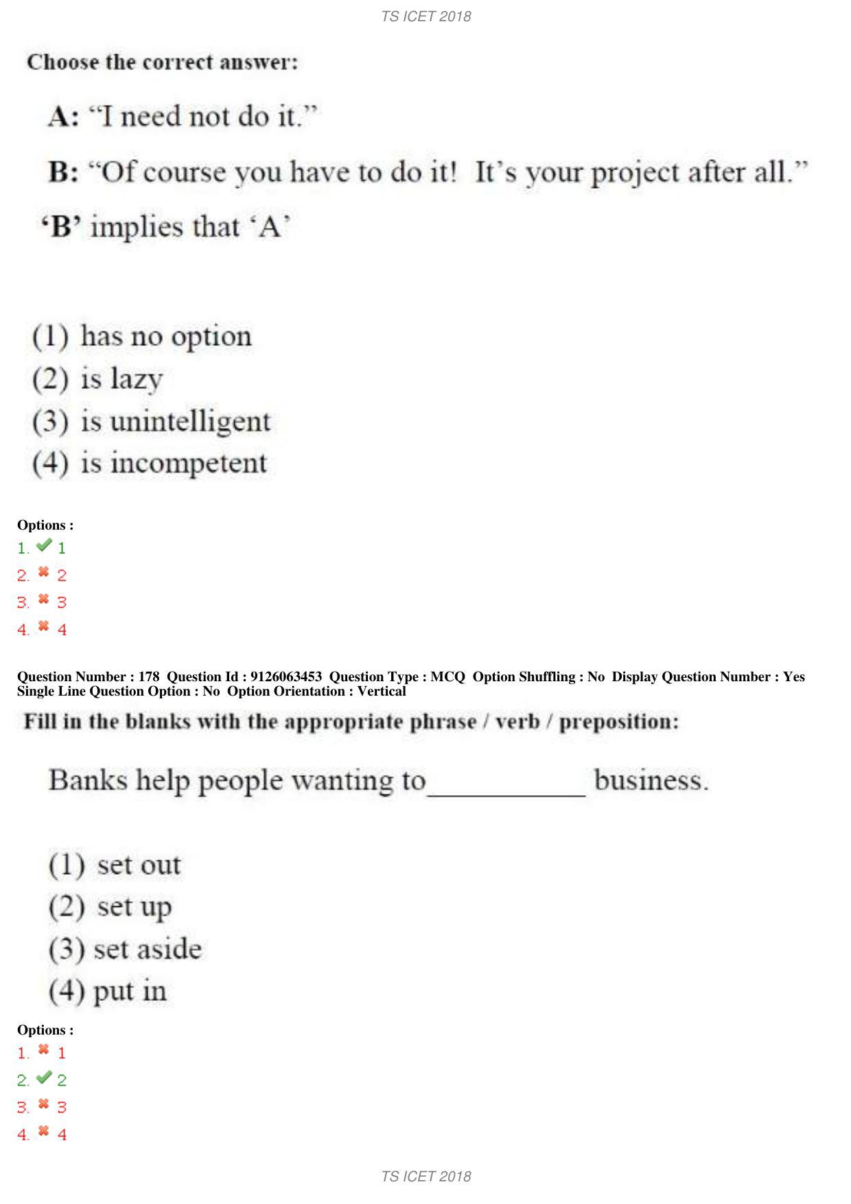 TS ICET 2018 Question Paper 1 - May 23, 2018	 - Page 143