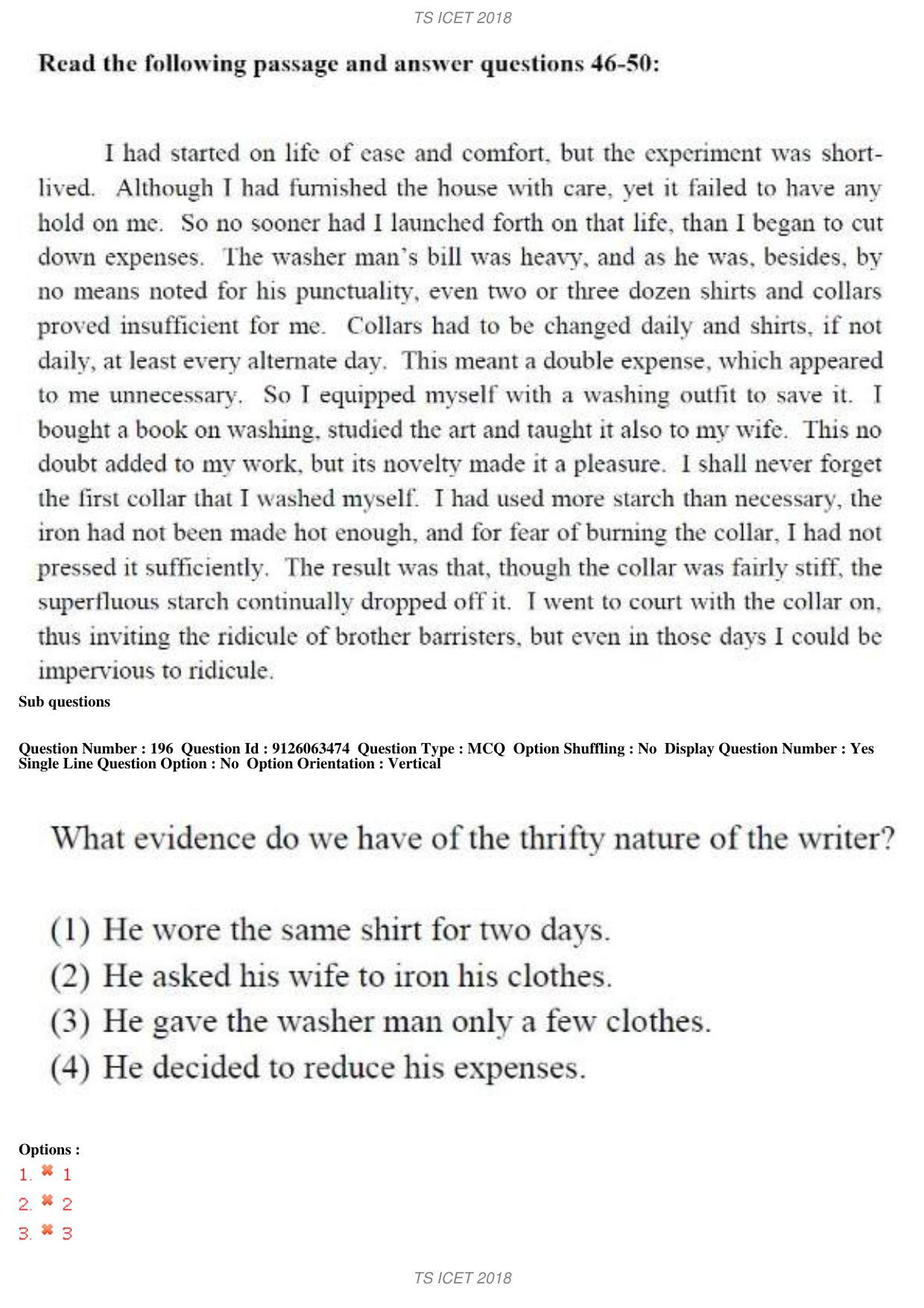 TS ICET 2018 Question Paper 1 - May 23, 2018	 - Page 154