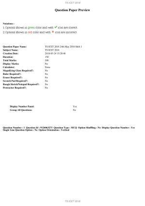 TS ICET 2018 Question Paper 1 - May 23, 2018	