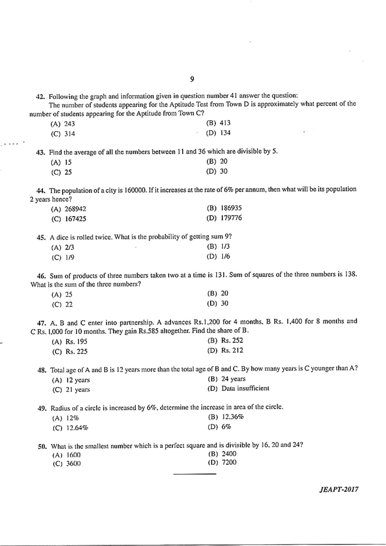 WB JECA 2017 Aptitude Question Paper - Page 9