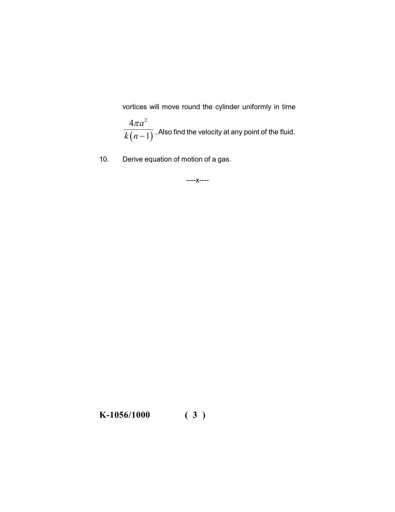 Sarguja University Question Paper - 2022 : M.A./M.Sc. (Final) Mathematics Fluid Mechanics Paper I - Page 3