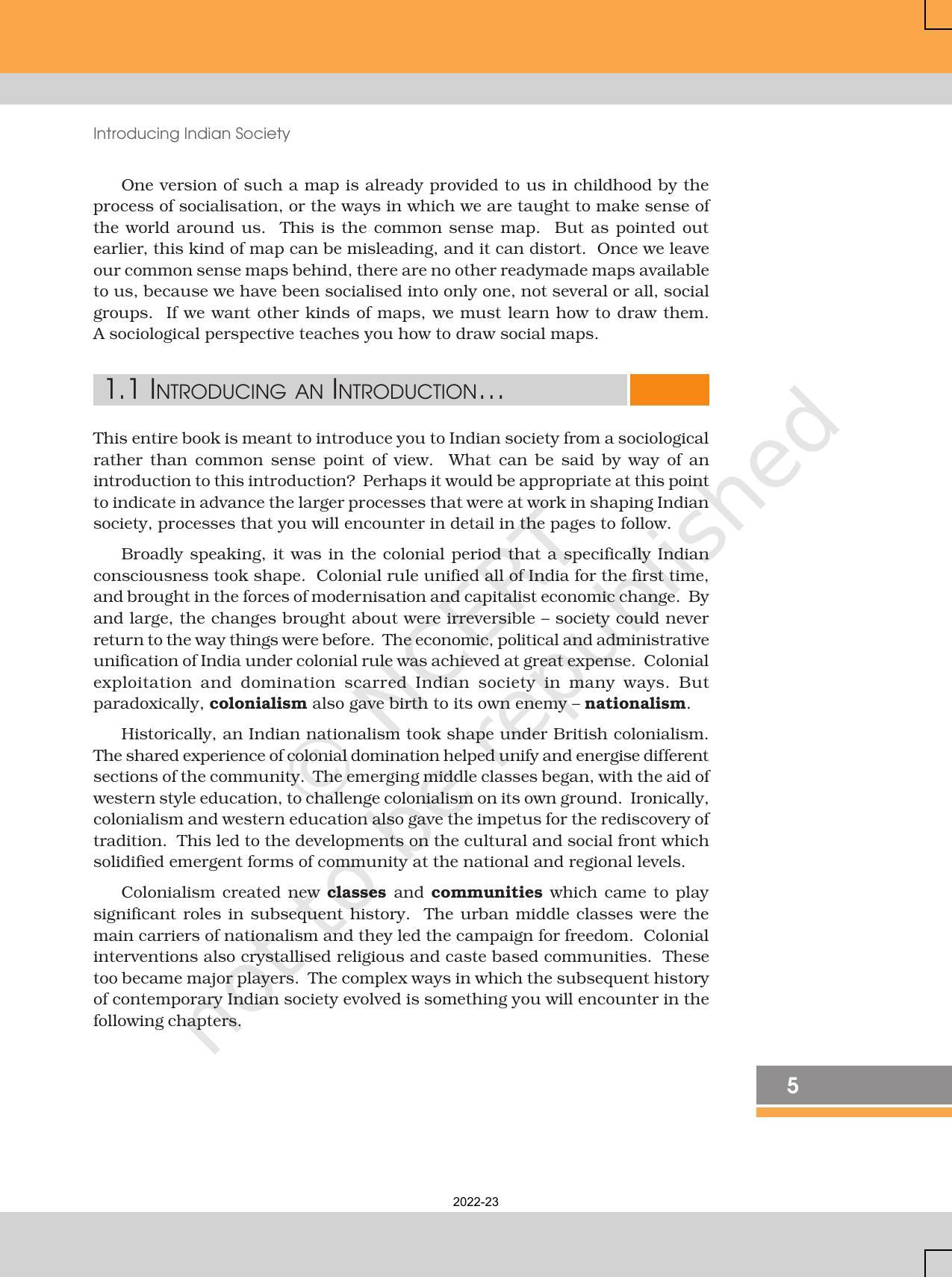 NCERT Book for Class 12 Sociology (Indian Society) Chapter 1 Introducing Indian Society - Page 5