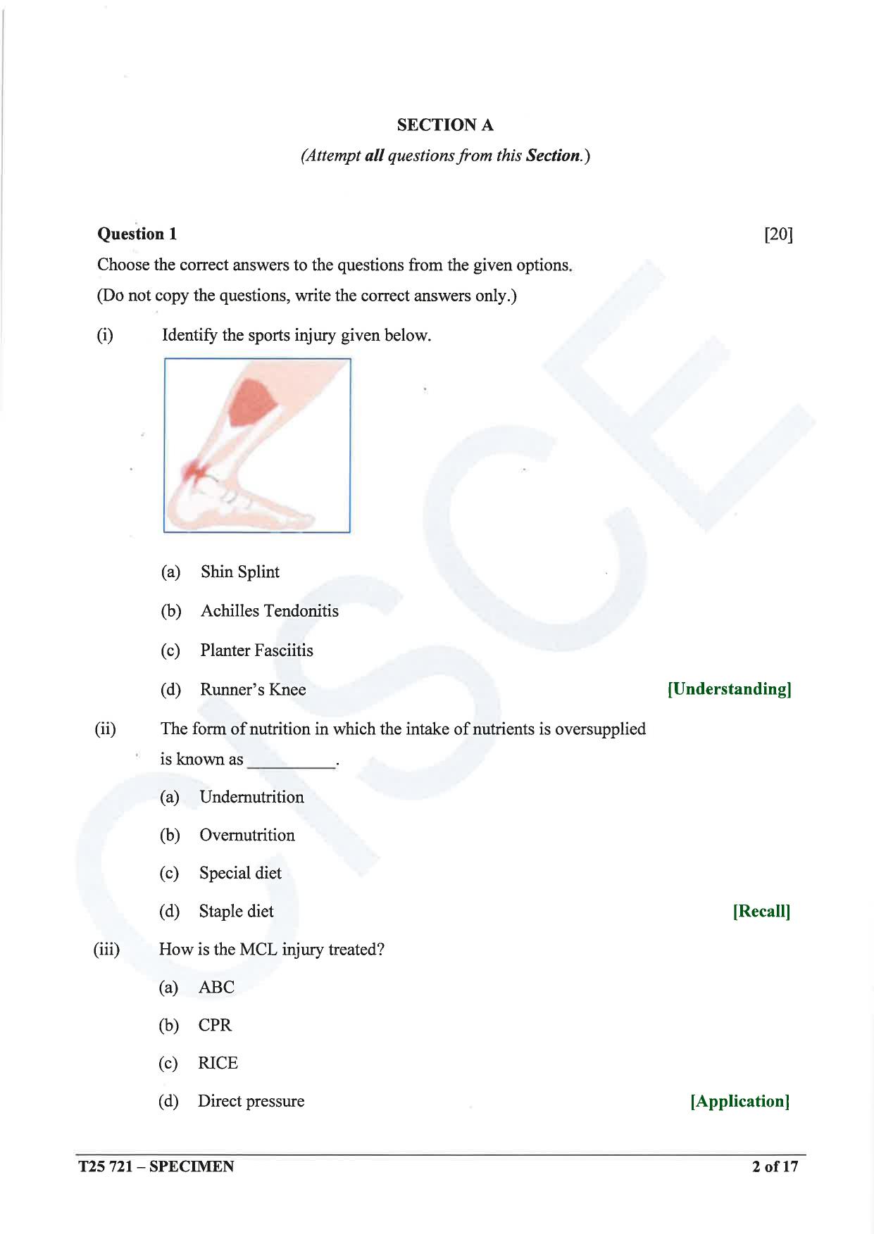 ICSE Class 10 2025 Physical Education (QP & MS) Specimen Paper - Page 2