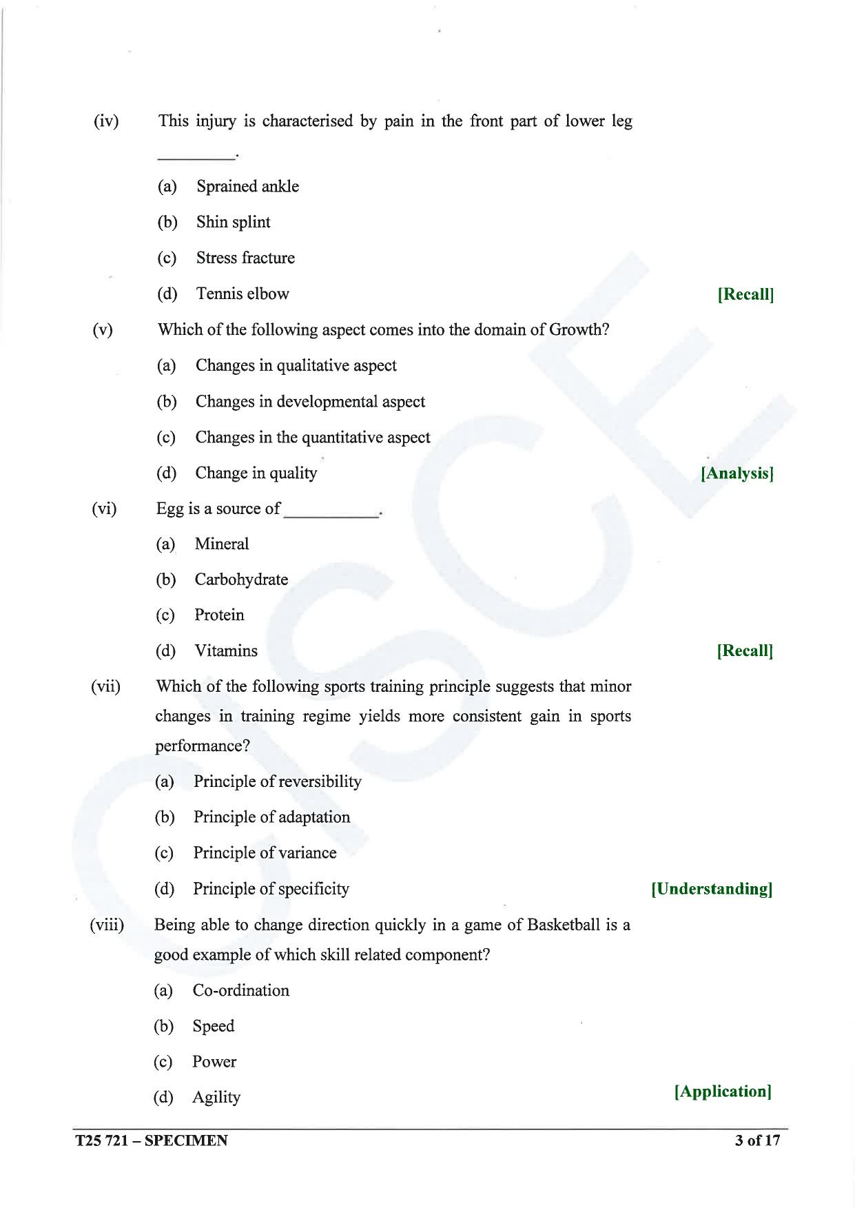 ICSE Class 10 2025 Physical Education (QP & MS) Specimen Paper - Page 3