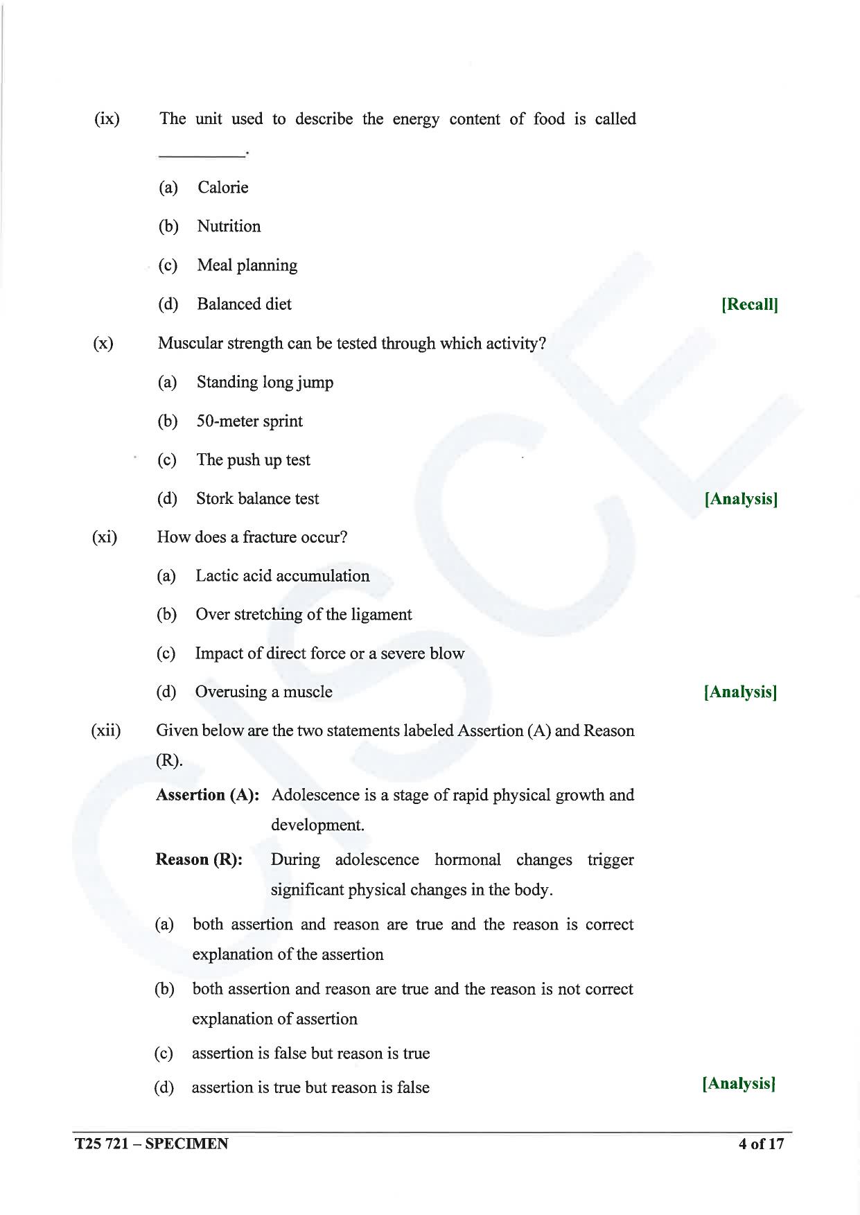 ICSE Class 10 2025 Physical Education (QP & MS) Specimen Paper - Page 4