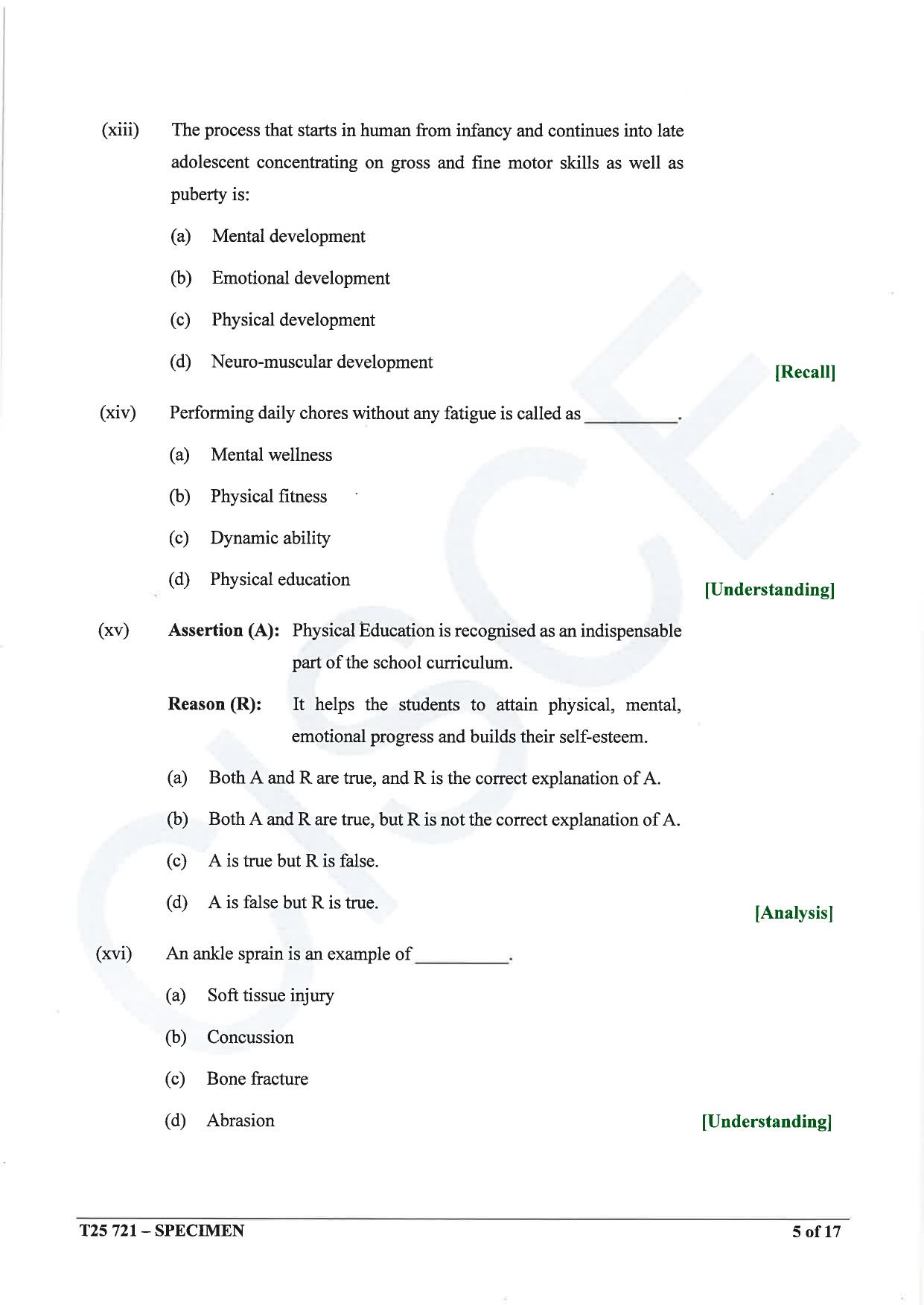 ICSE Class 10 2025 Physical Education (QP & MS) Specimen Paper - Page 5