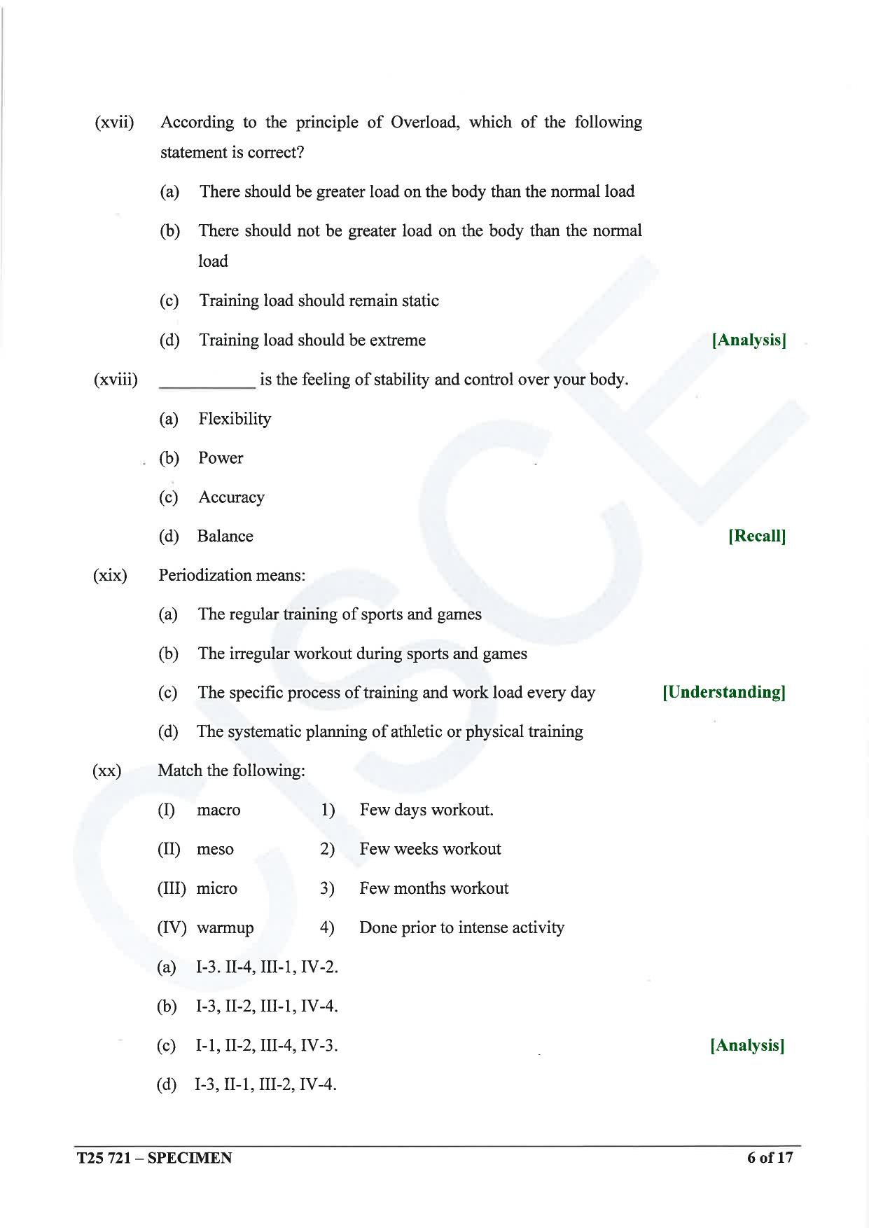 ICSE Class 10 2025 Physical Education (QP & MS) Specimen Paper - Page 6