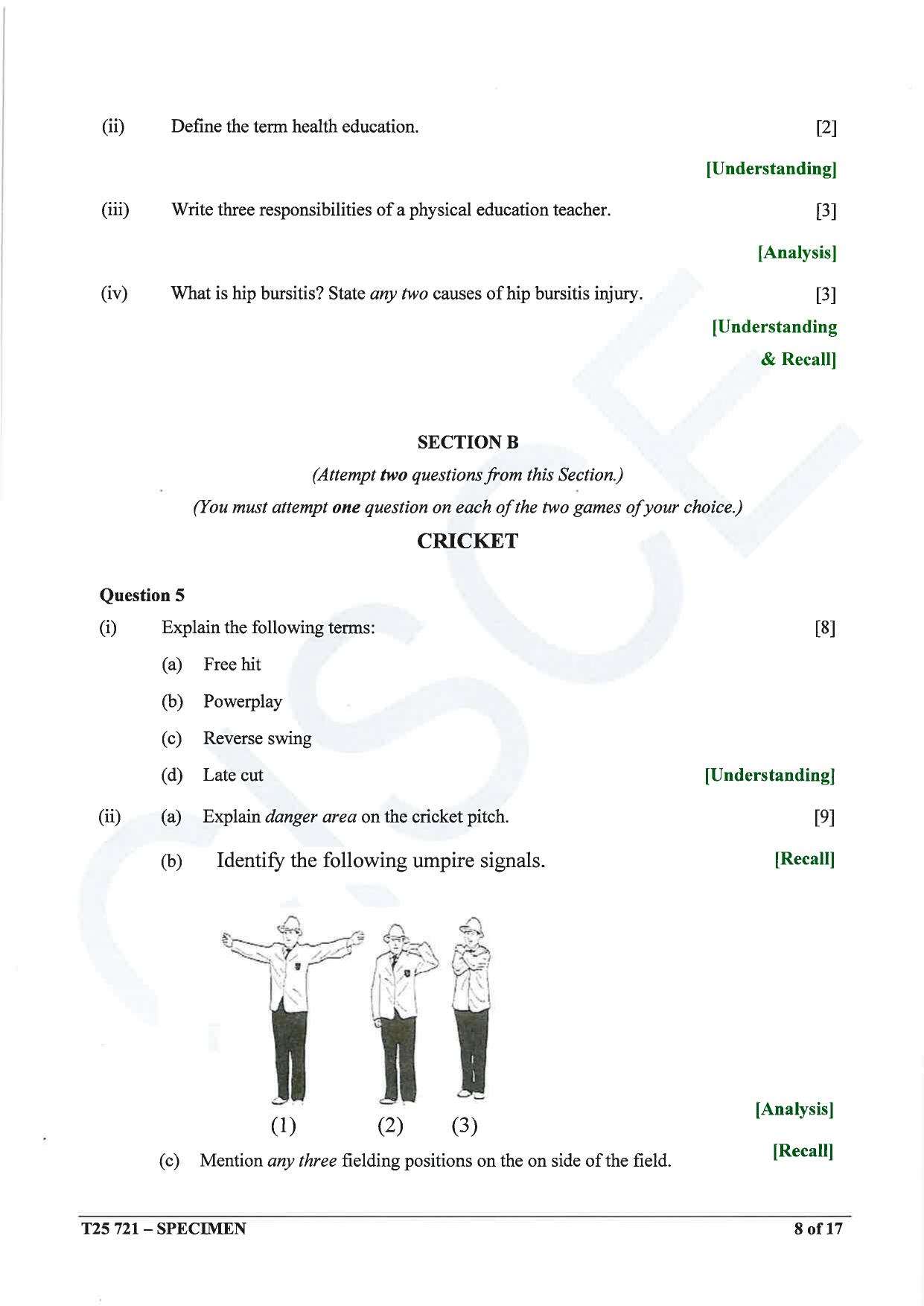 ICSE Class 10 2025 Physical Education (QP & MS) Specimen Paper - Page 8