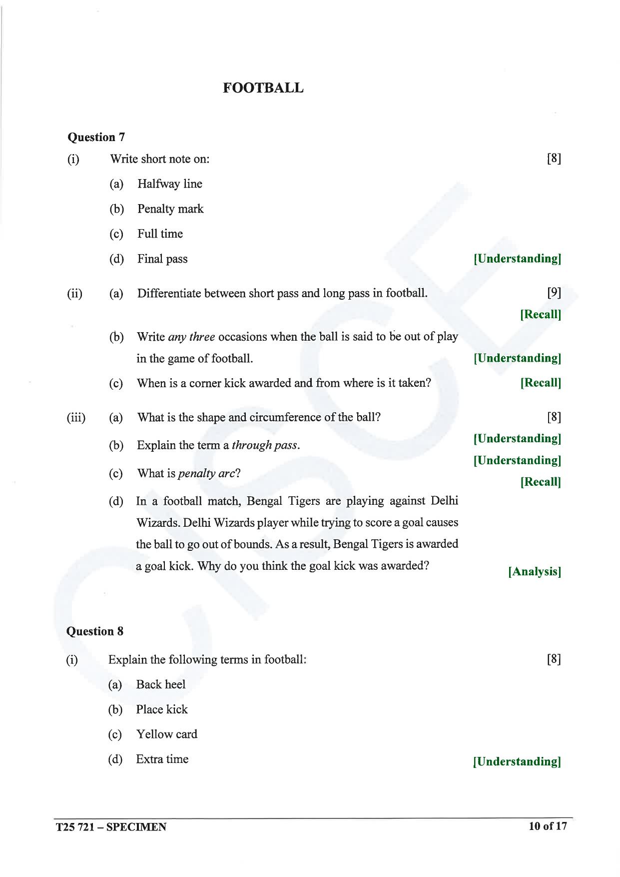 ICSE Class 10 2025 Physical Education (QP & MS) Specimen Paper - Page 10