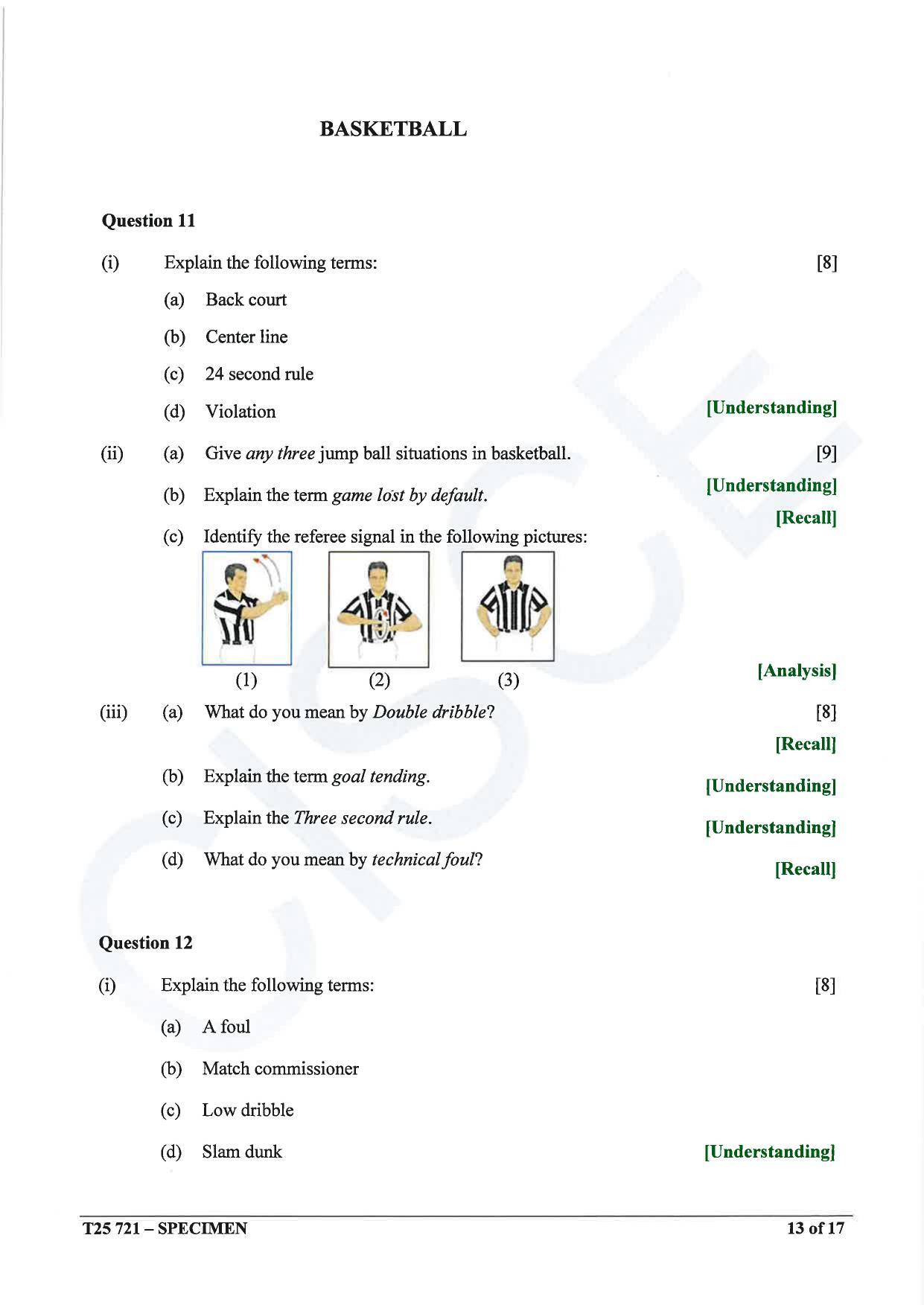 ICSE Class 10 2025 Physical Education (QP & MS) Specimen Paper - Page 13