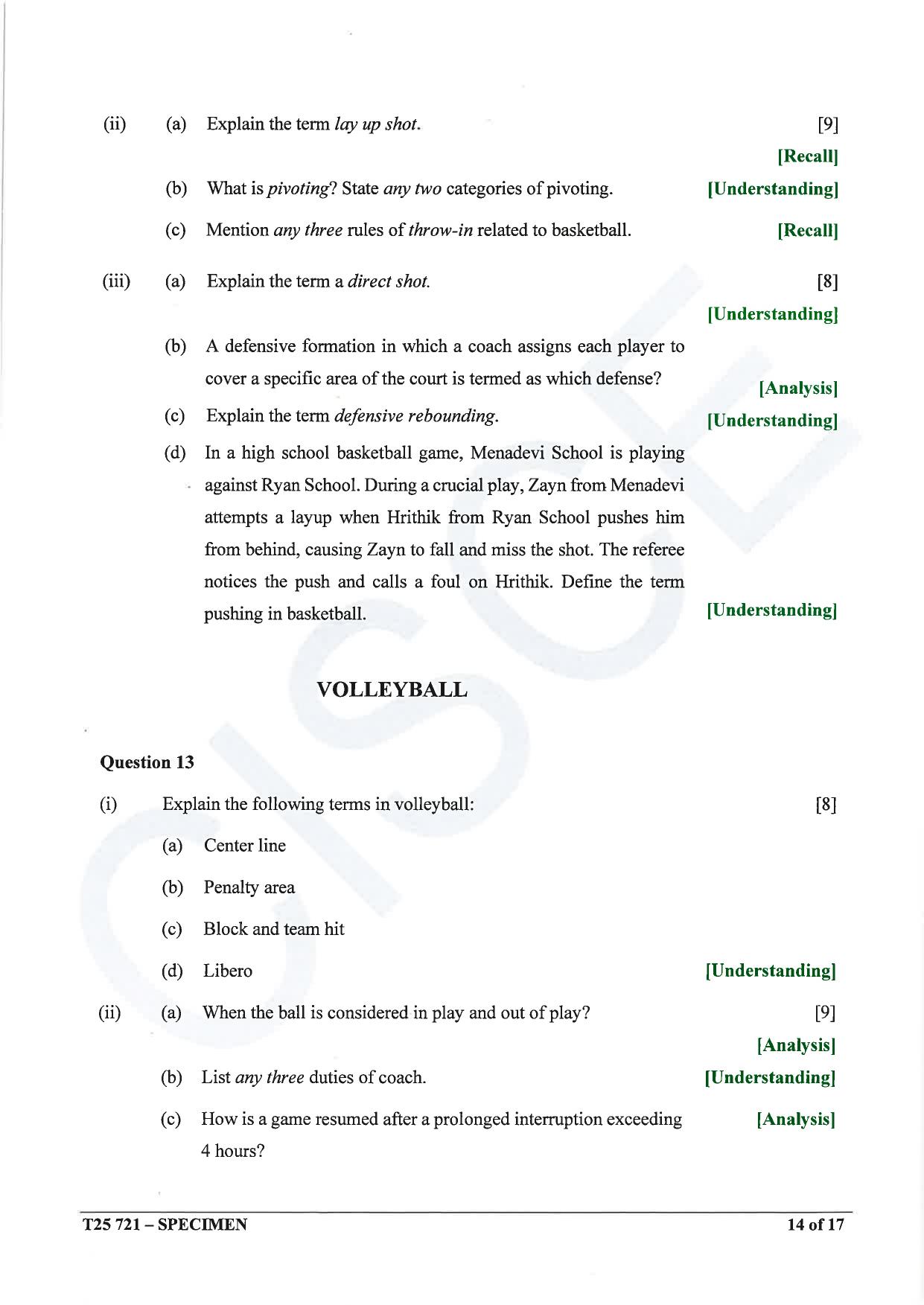 ICSE Class 10 2025 Physical Education (QP & MS) Specimen Paper - Page 14