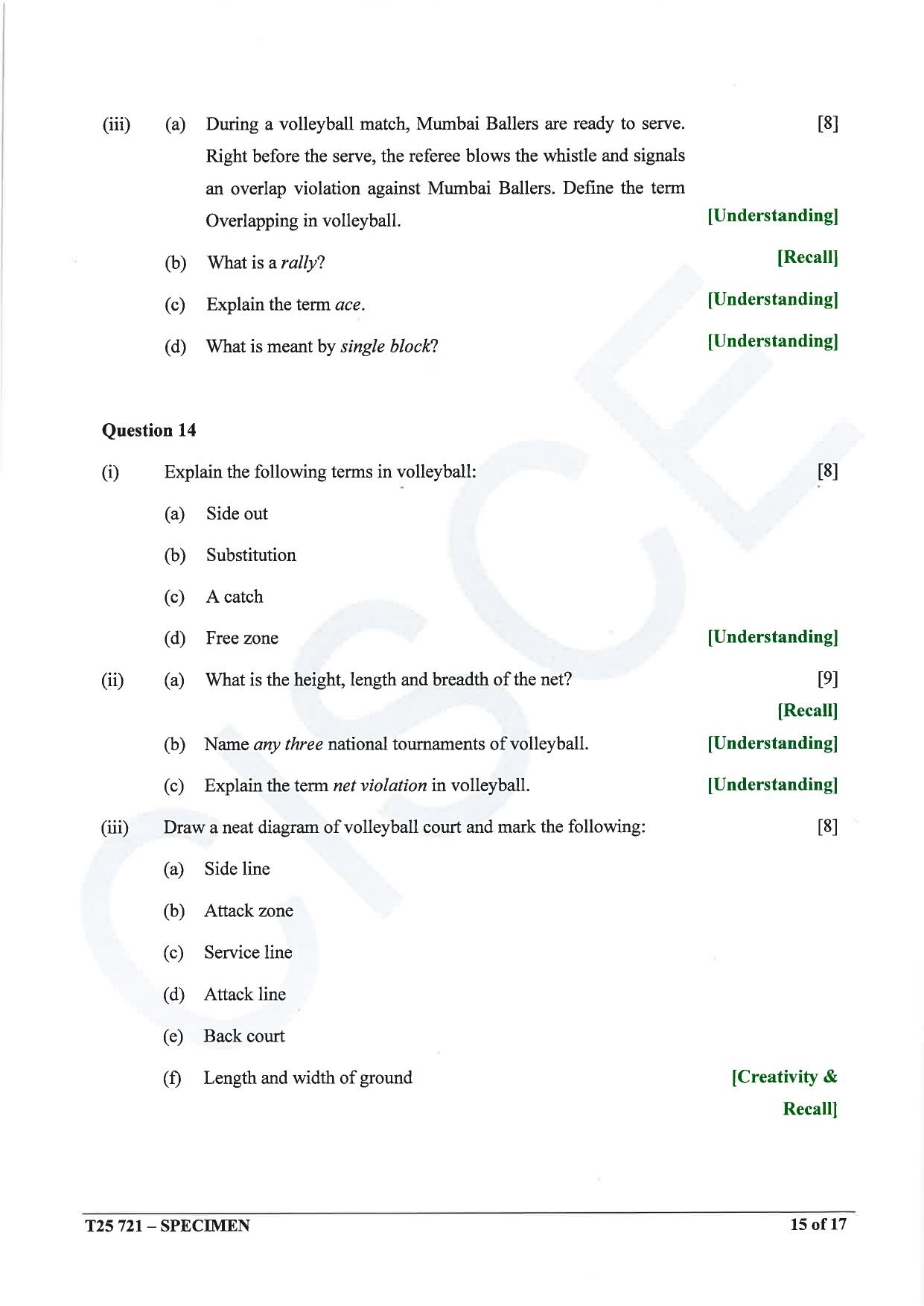 ICSE Class 10 2025 Physical Education (QP & MS) Specimen Paper - Page 15