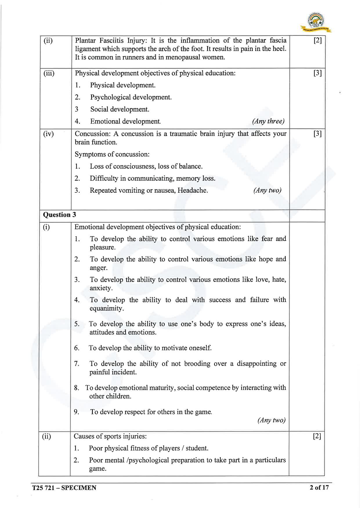 ICSE Class 10 2025 Physical Education (QP & MS) Specimen Paper - Page 19