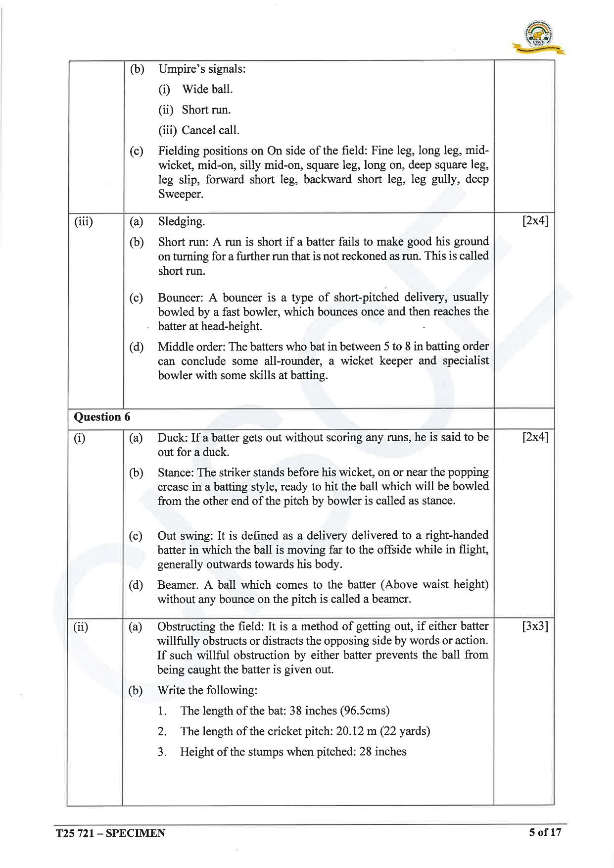 ICSE Class 10 2025 Physical Education (QP & MS) Specimen Paper - Page 22