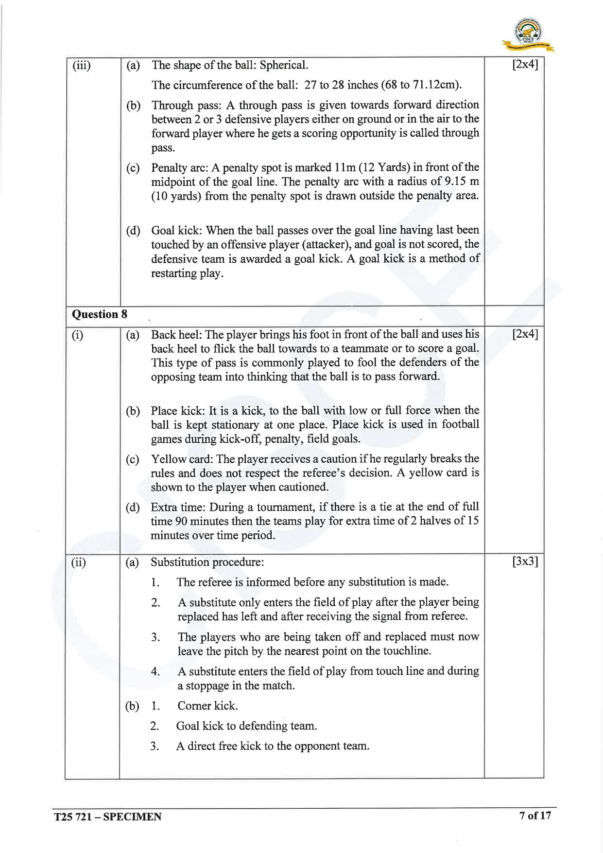 ICSE Class 10 2025 Physical Education (QP & MS) Specimen Paper - Page 24