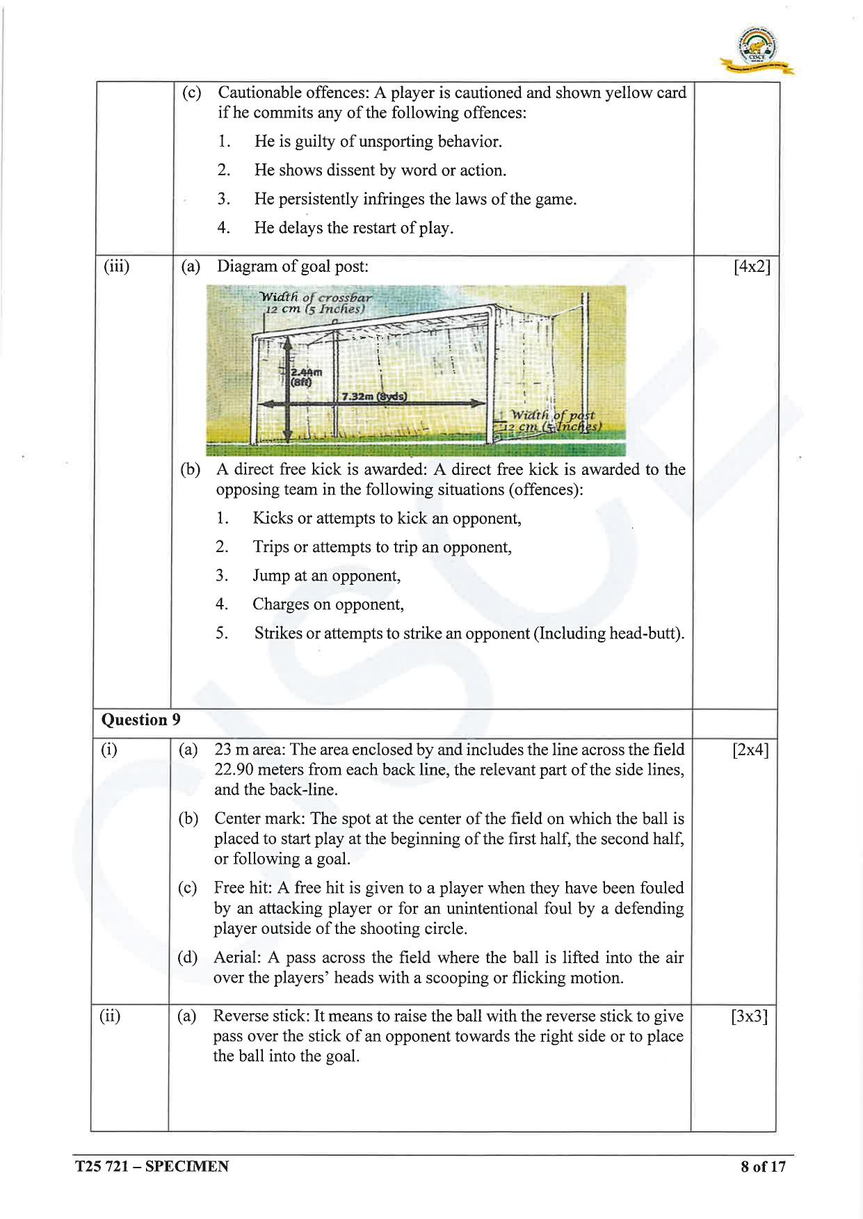 ICSE Class 10 2025 Physical Education (QP & MS) Specimen Paper - Page 25
