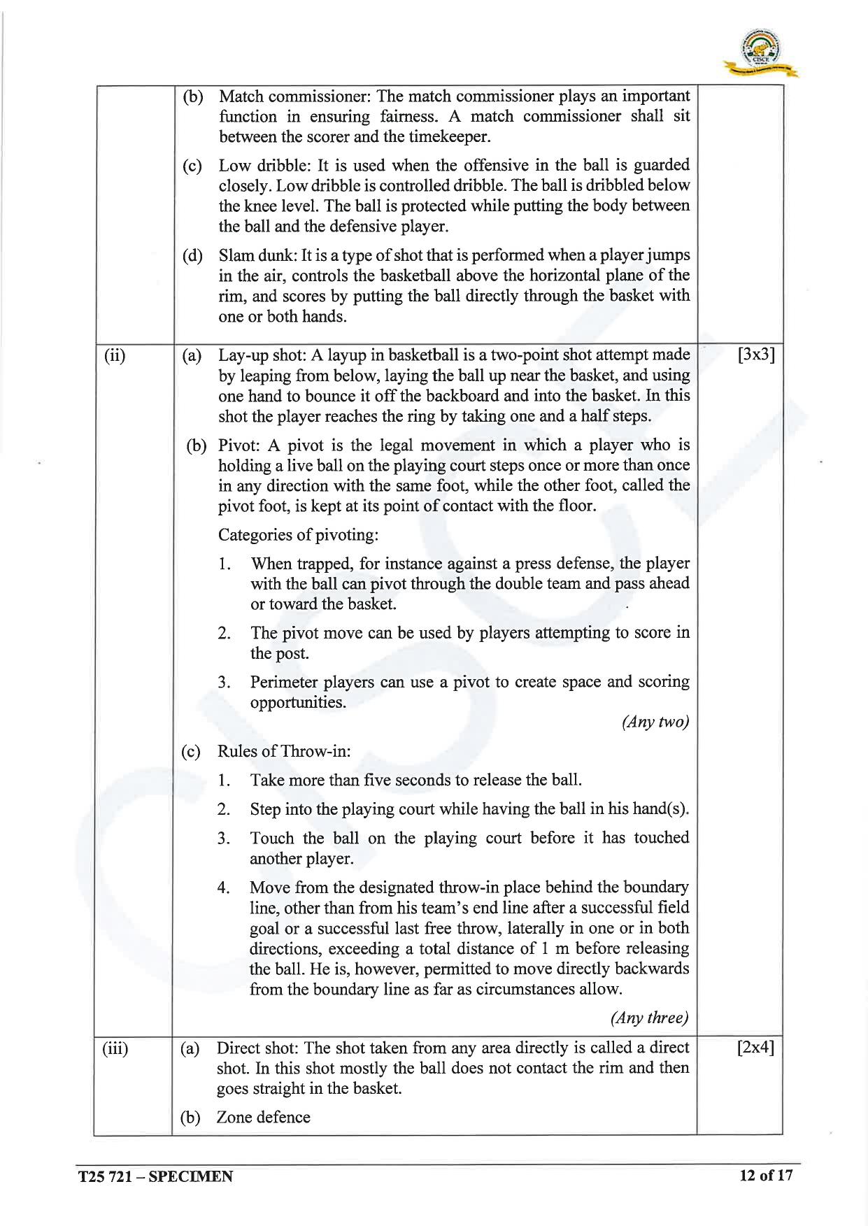 ICSE Class 10 2025 Physical Education (QP & MS) Specimen Paper - Page 29