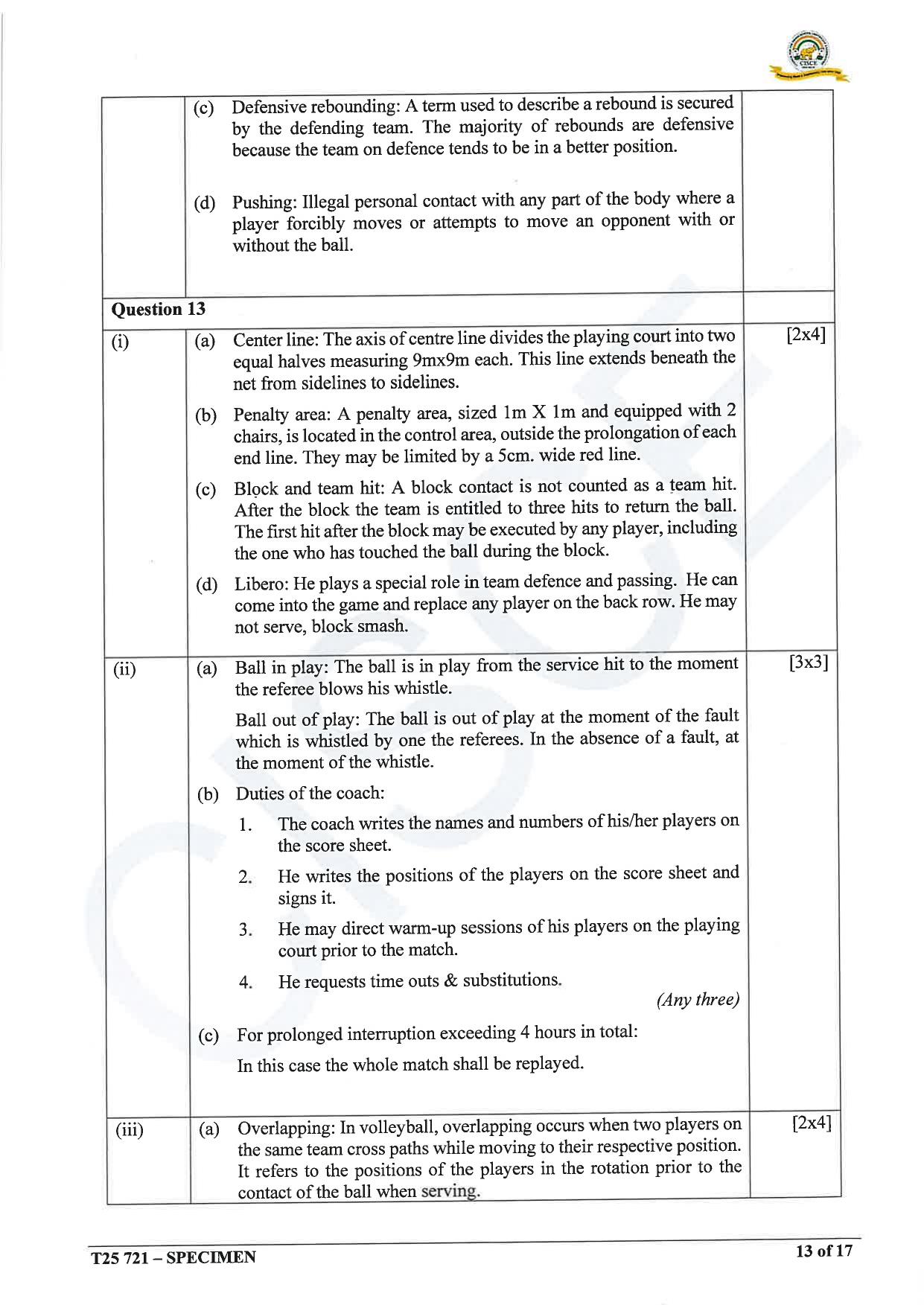 ICSE Class 10 2025 Physical Education (QP & MS) Specimen Paper - Page 30