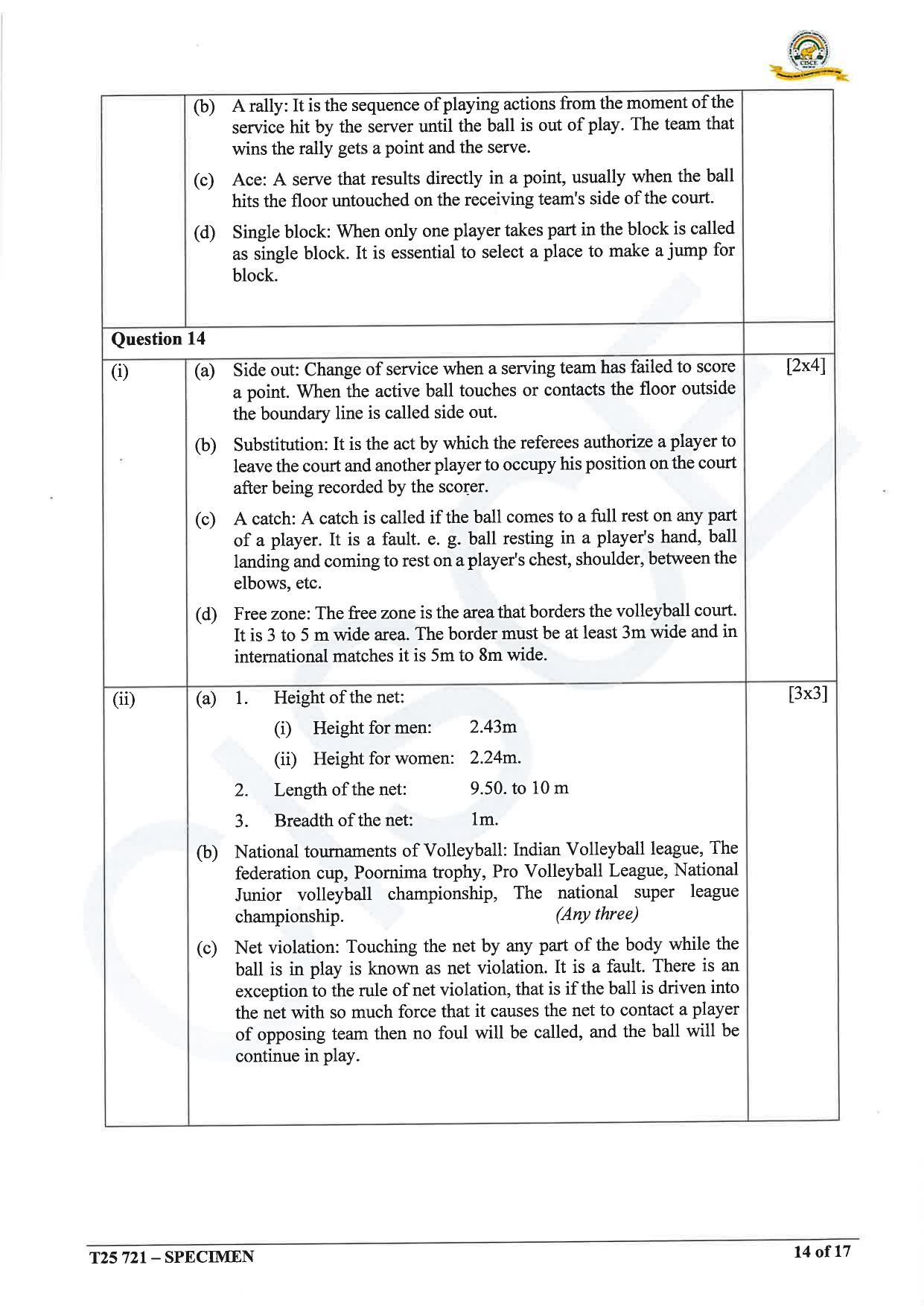 ICSE Class 10 2025 Physical Education (QP & MS) Specimen Paper - Page 31
