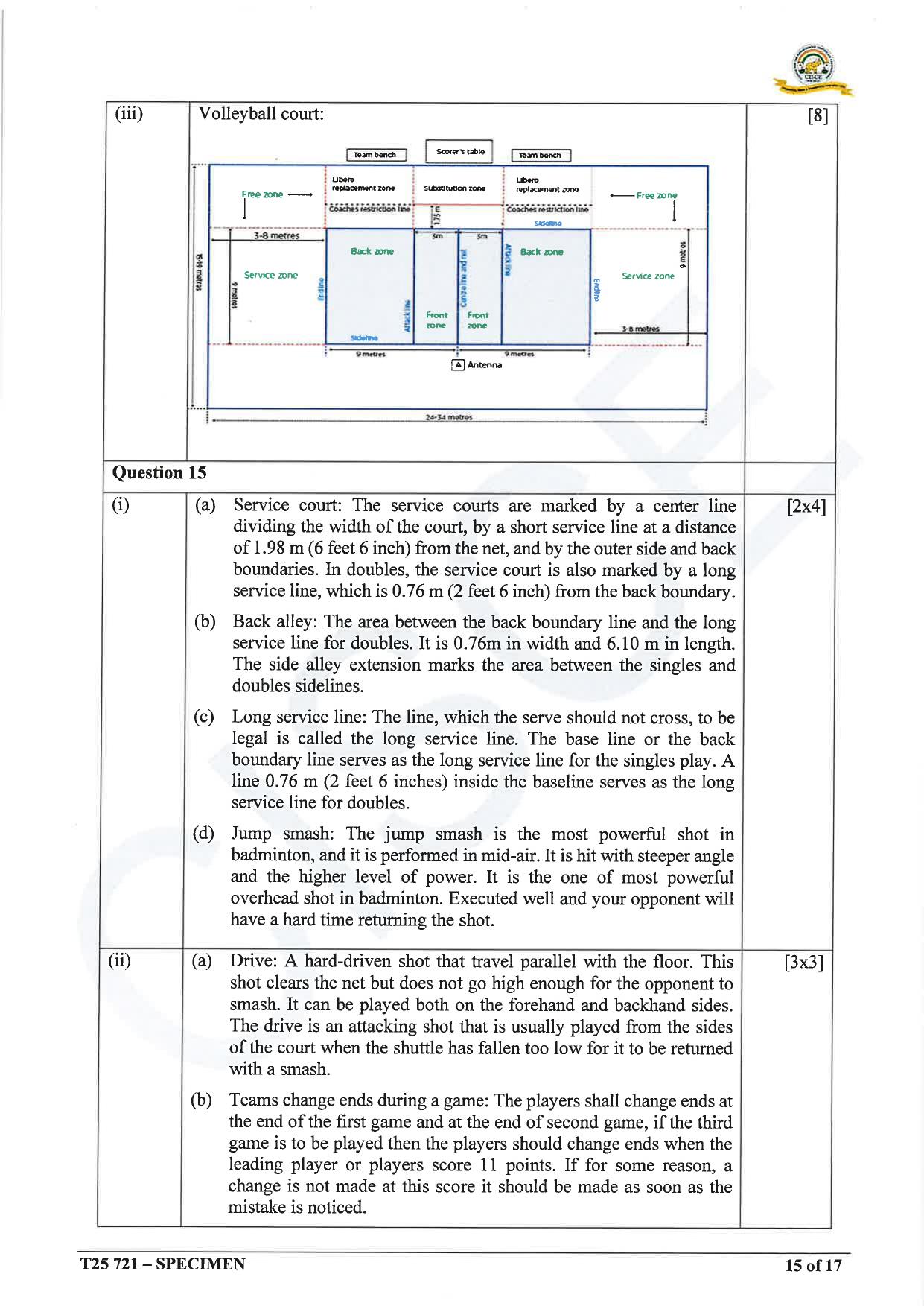 ICSE Class 10 2025 Physical Education (QP & MS) Specimen Paper - Page 32