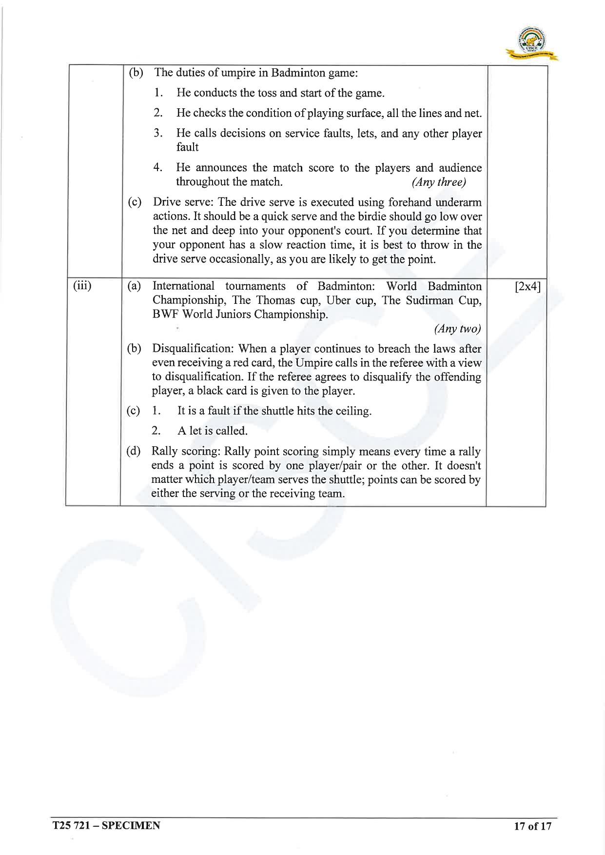 ICSE Class 10 2025 Physical Education (QP & MS) Specimen Paper - Page 34