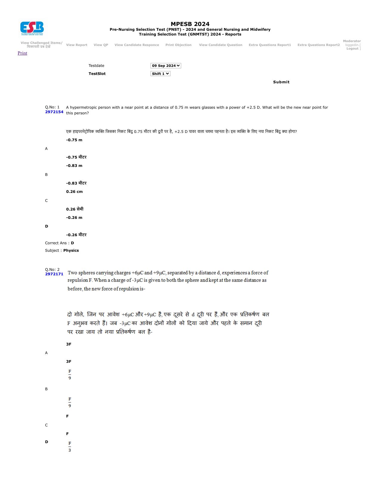 MP PNST Question Papers 2024 - Page 1