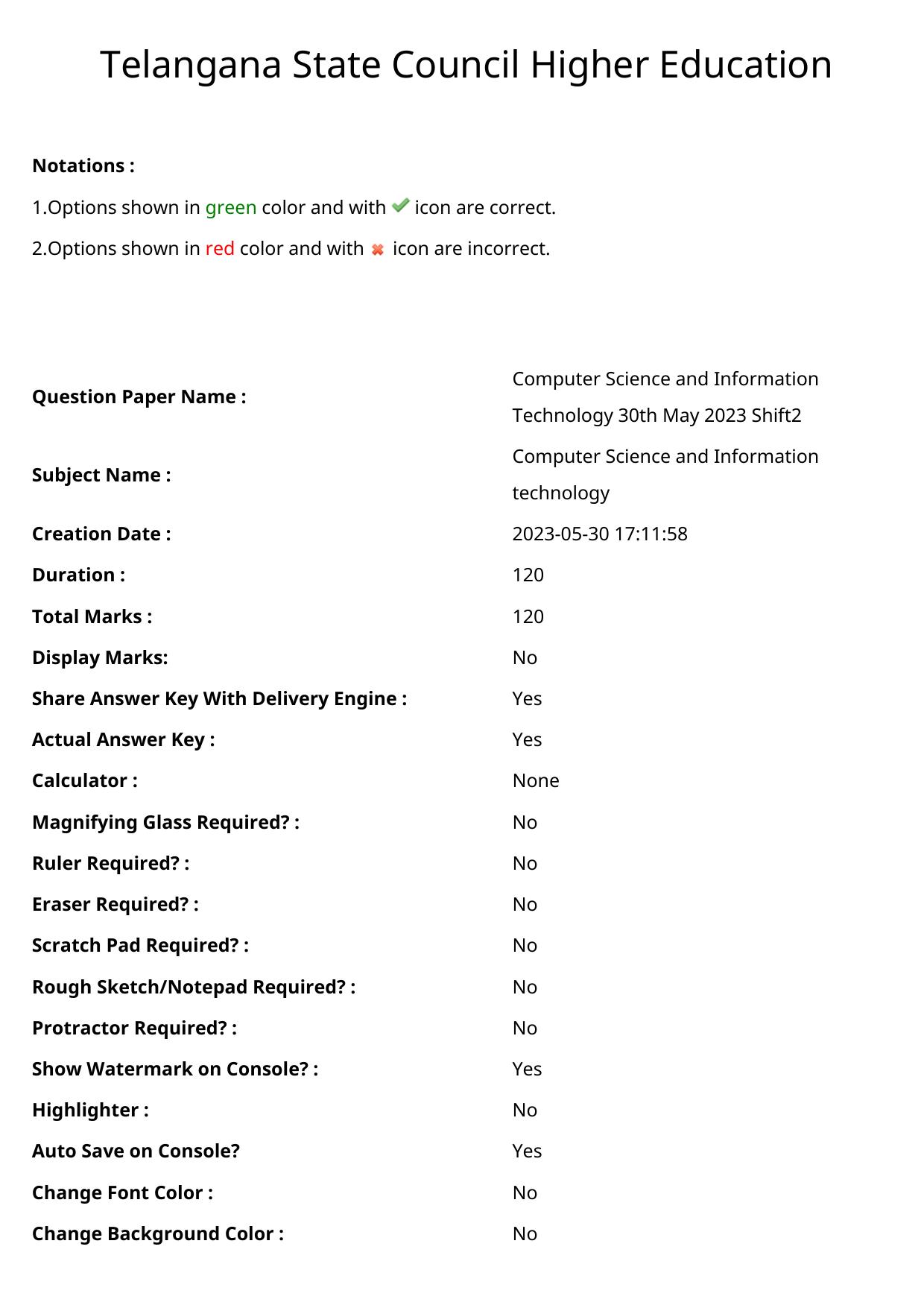 TS PGECET 2023: CS - COMPUTER SCIENCE & INFORMATION TECHNOLOGY Question Papers - Page 1