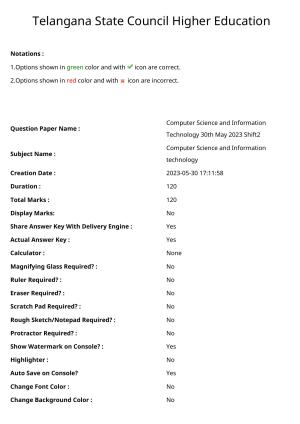 TS PGECET 2023: CS - COMPUTER SCIENCE & INFORMATION TECHNOLOGY Question Papers