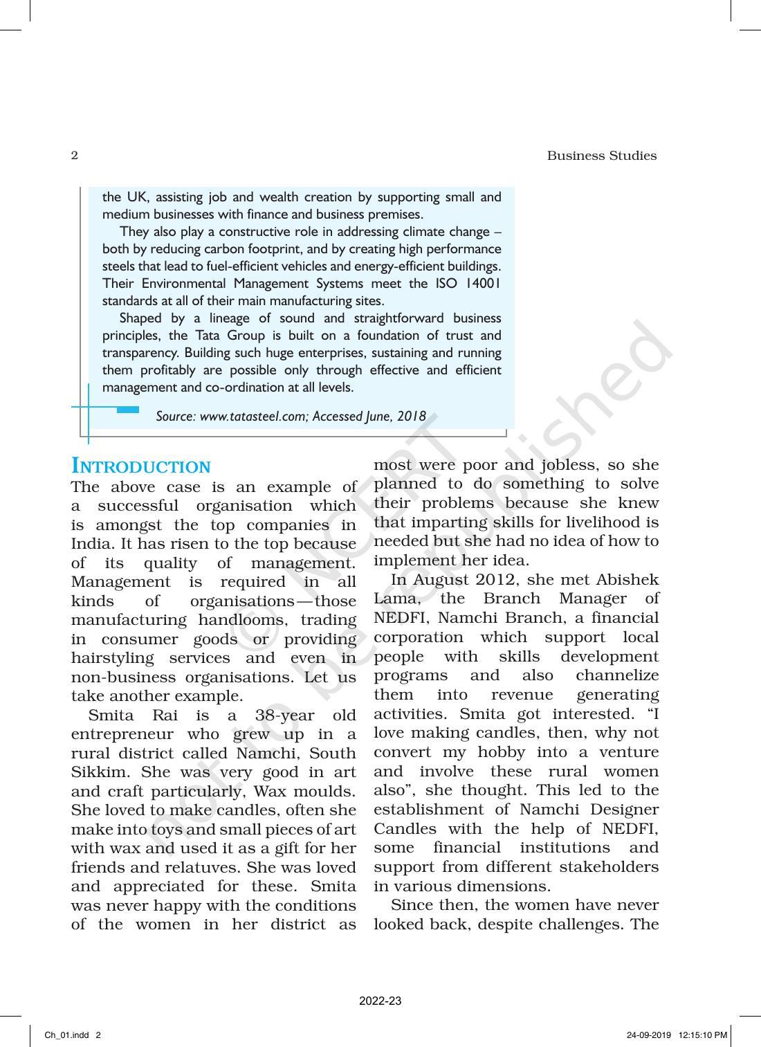NCERT Book for Class 12 Business Studies Chapter 1 Nature and Significance of Management - Page 2