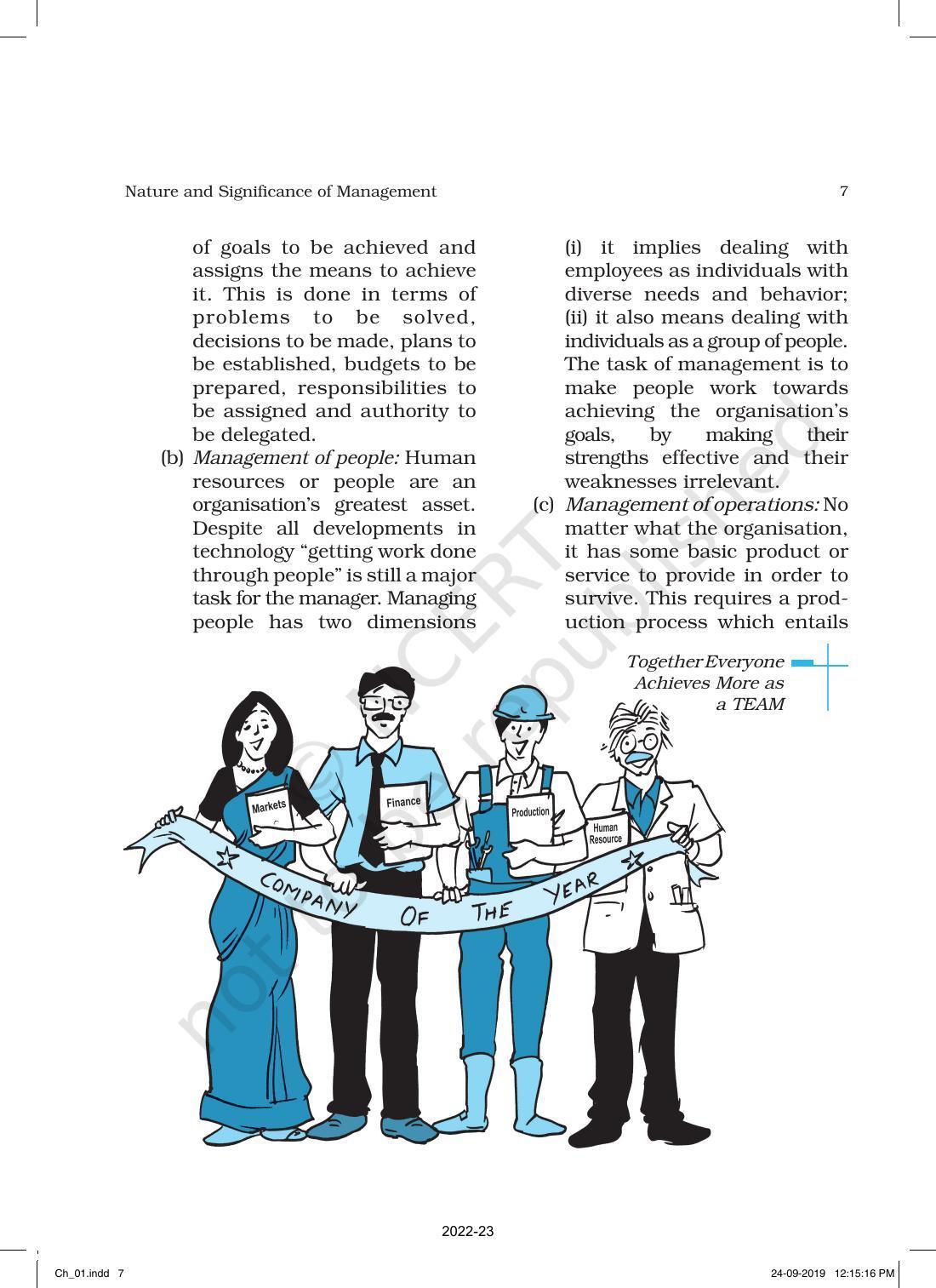 NCERT Book for Class 12 Business Studies Chapter 1 Nature and Significance of Management - Page 7